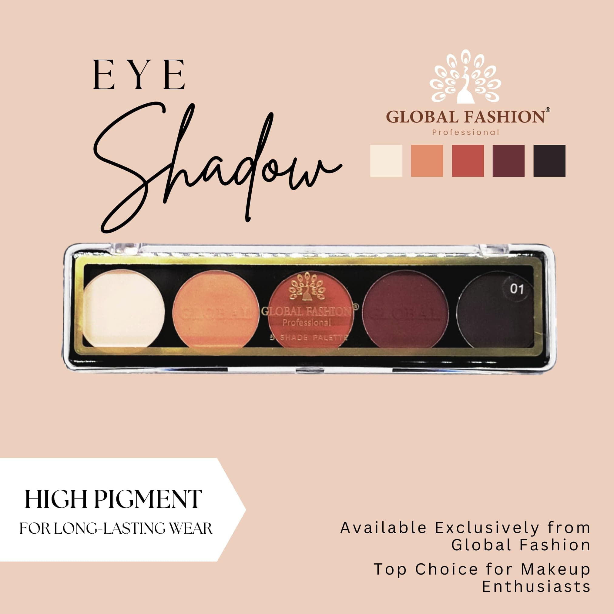 Global Fashion Professional 5-Color Eye Shad Palette - Long-Lasting Matte and Shimmer Shades, High Pigment, Blendable Makeup Palette for Day & Night Looks — 6