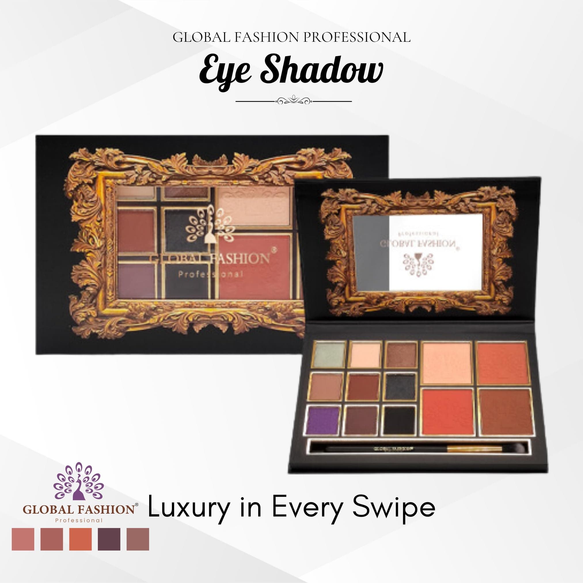 Global Fashion Professional 13-Color Eye Shadow Palette – High Pigment Matte & Shimmer Shades, Blendable, Long-Lasting Eyeshadow Makeup Palette for Day & Night Looks, All Skin Tone — 3