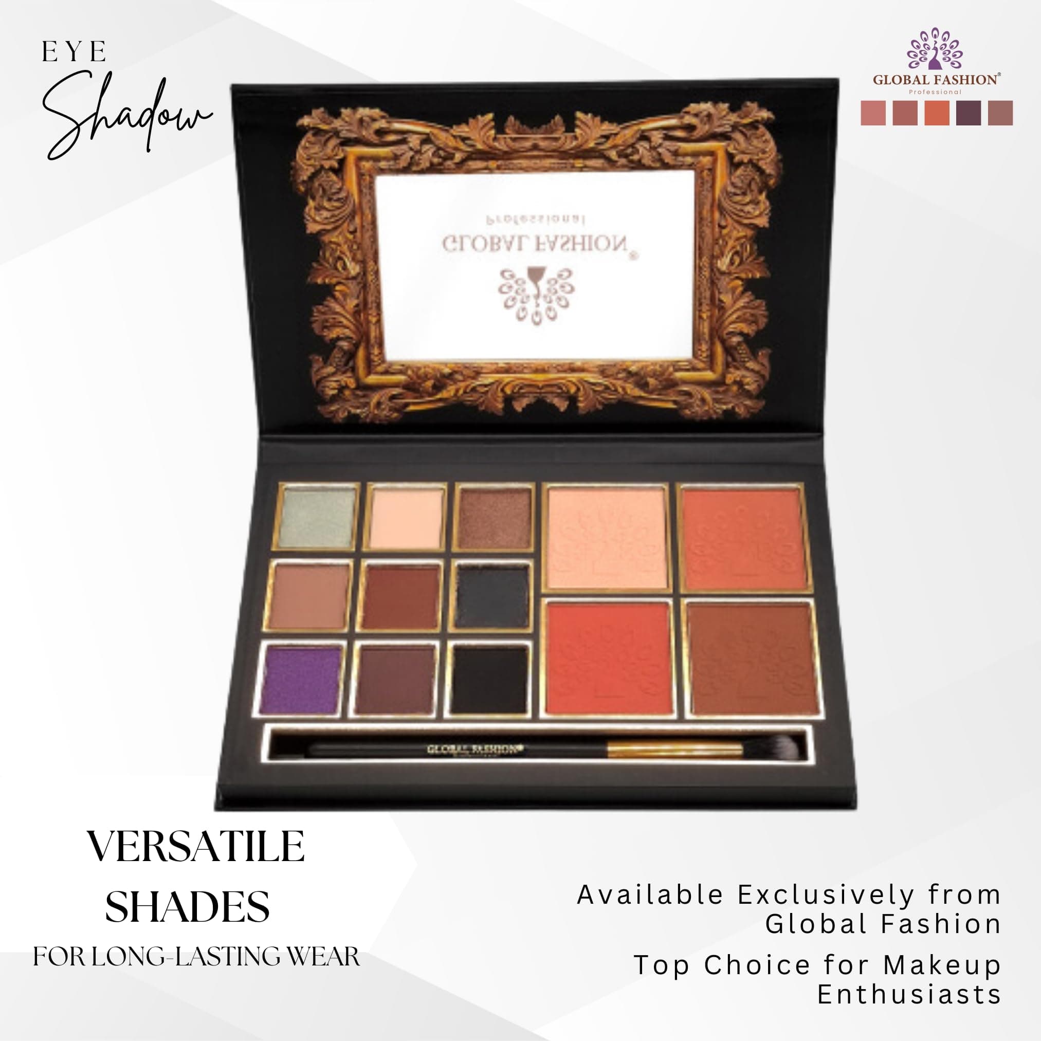 Global Fashion Professional 13-Color Eye Shadow Palette – High Pigment Matte & Shimmer Shades, Blendable, Long-Lasting Eyeshadow Makeup Palette for Day & Night Looks, All Skin Tone — 6