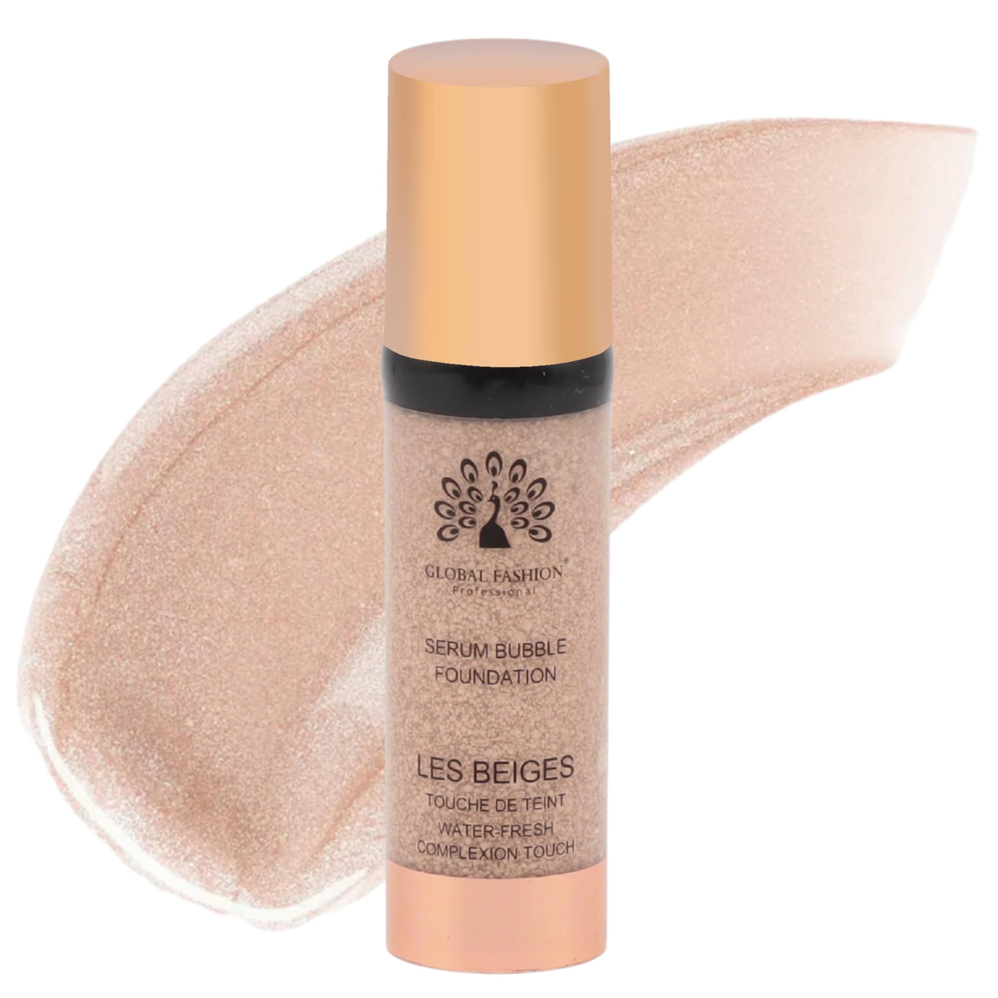 Global Fashion Serum Bubble Foundation 8 Shades - Water Fresh Bubble Serum with Weightless Buildable Coverage, Pore Blurring & All Day Hydrating Formula, Real Skin Finish