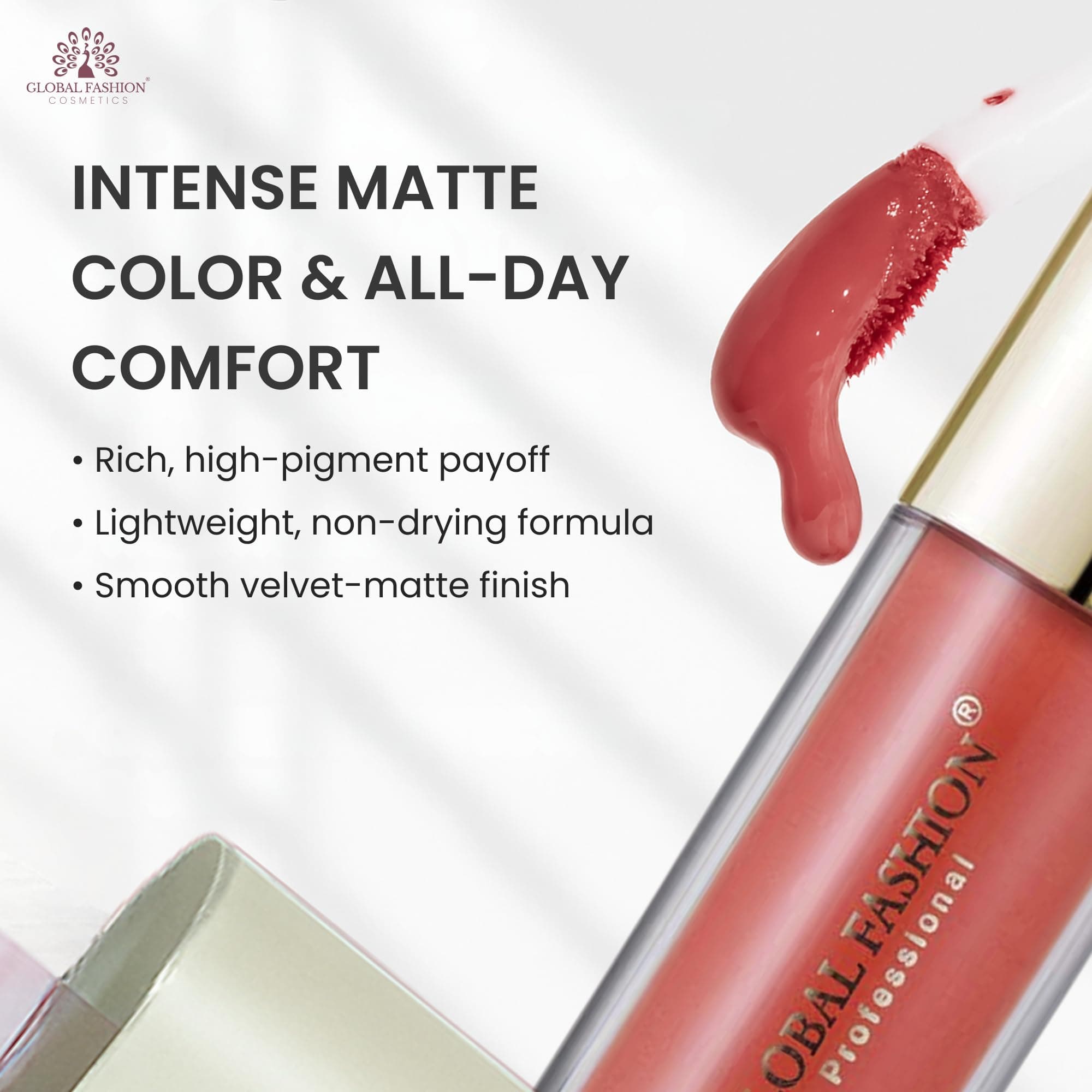 GLOBAL FASHION Velvet Lasting Matte Lip Gloss 4g - 24 Shades, Lightweight, Long-Lasting, Non-Sticky, High-Pigment, Hydrating with Jojoba Oil & Vitamin E for Smooth Wear — 6