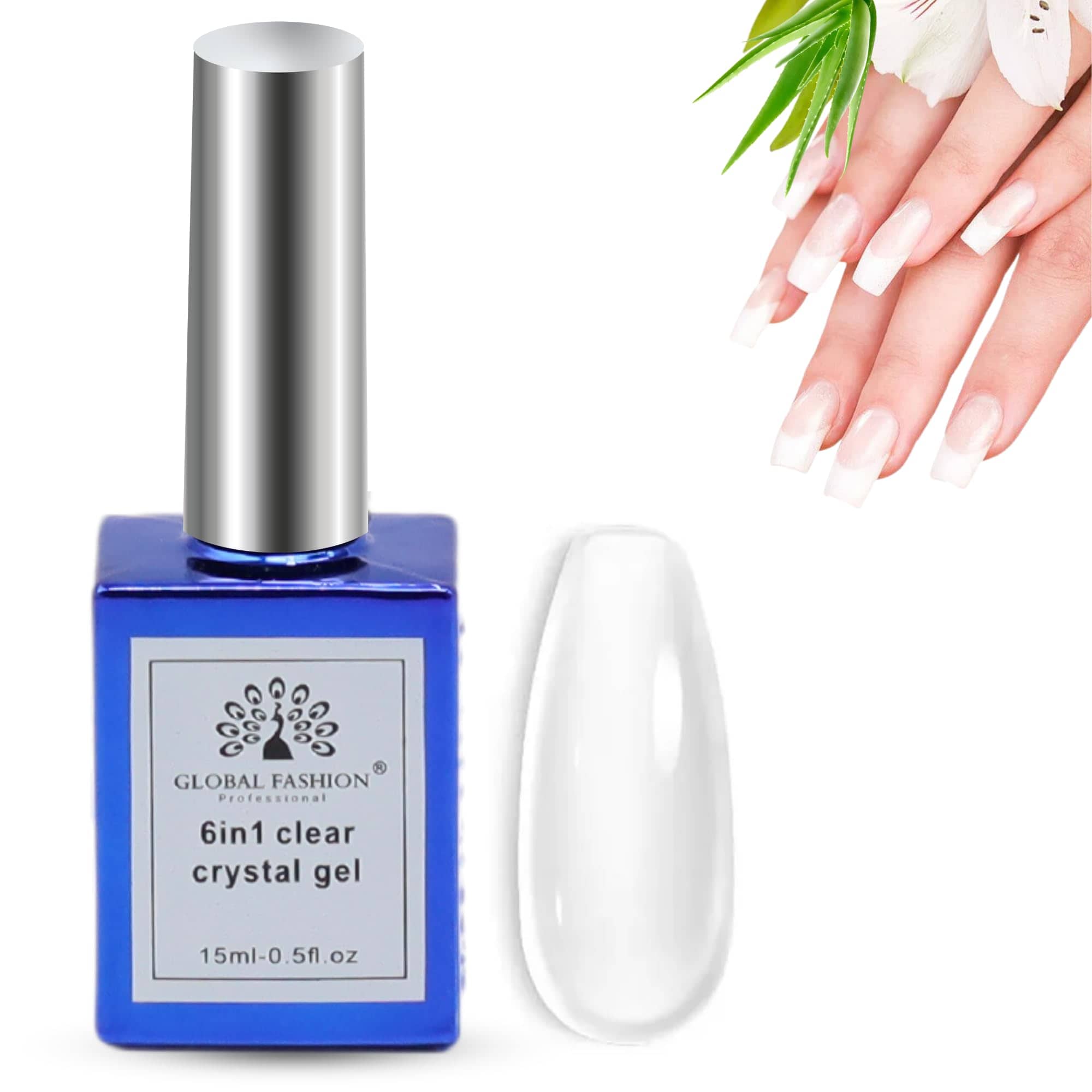 6in1 Clear Crystal Gel - 15ml UV/LED Builder Gel for Nail Extensions, Strengthening, Sculpting, Base Coat, and Repair | Long-Lasting, Chip-Resistant Professional Nail Gel by Global Fashion