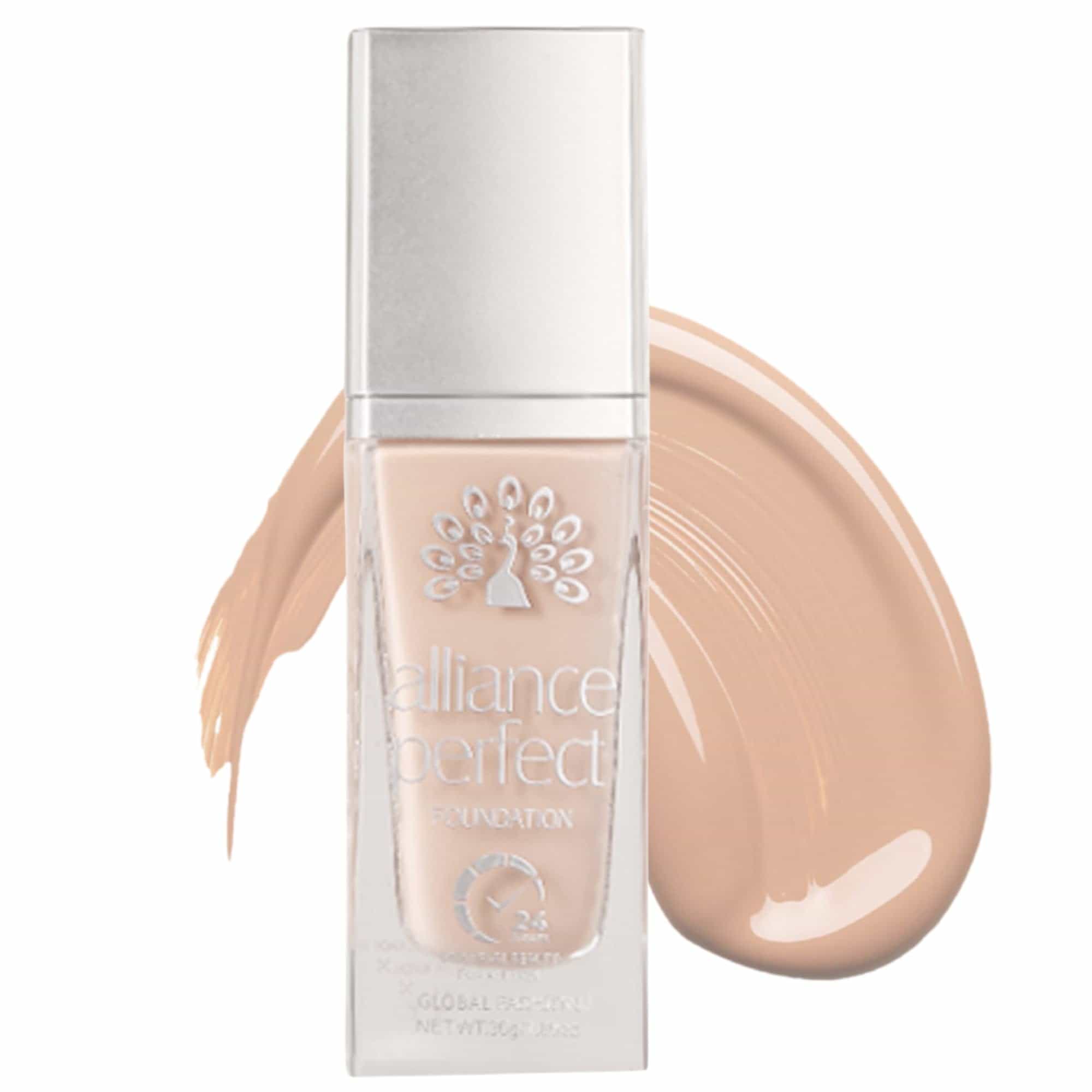 GLOBAL FASHION Alliance Perfect Liquid Foundation 8 Shades - 24H Long-Wear, Smart Tone-Adapting Full Coverage, Hydrating Vitamin E Complex, Transfer-Proof, Seamless Blend (L024 - H)