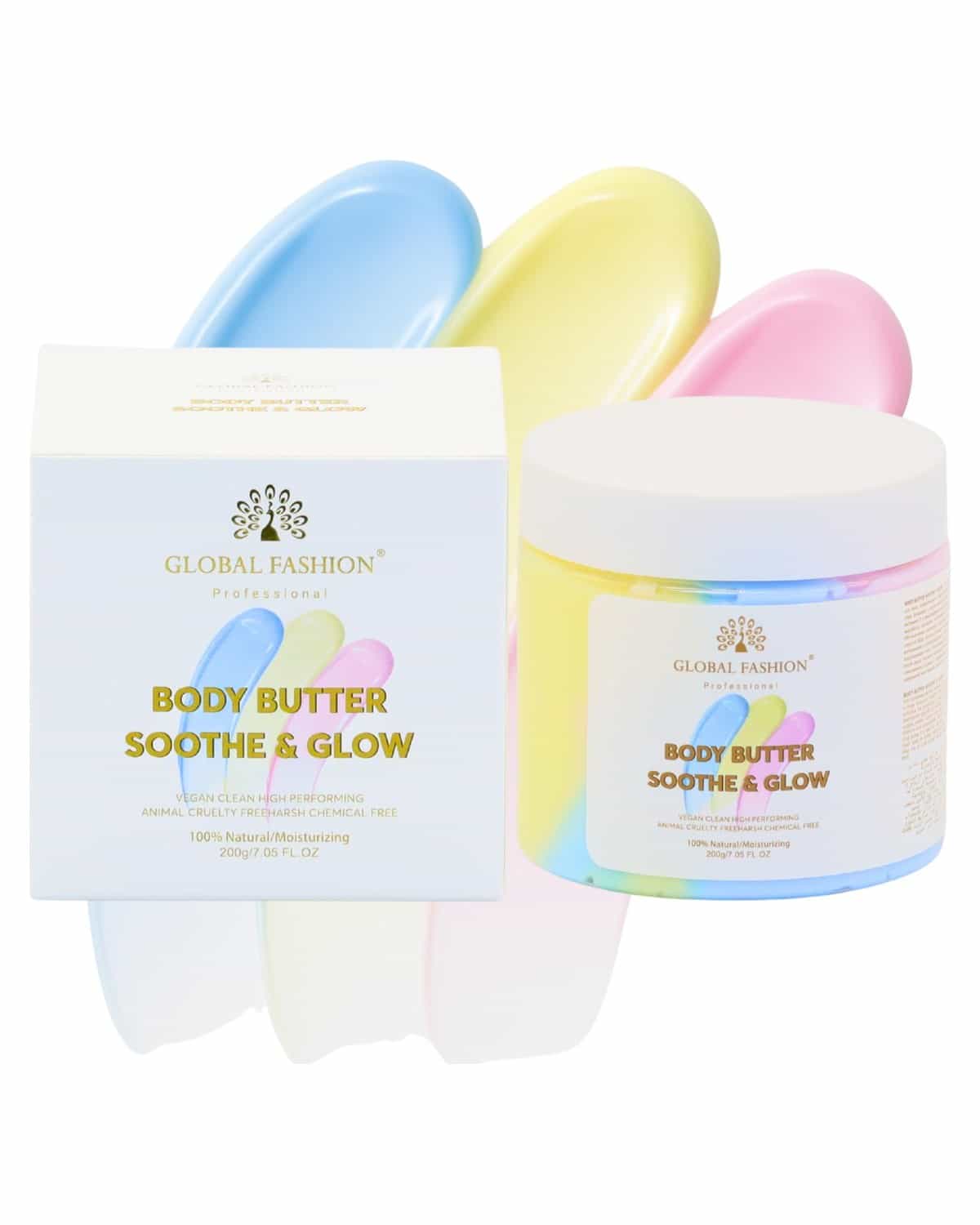 Global Fashion Body Butter Soothe & Glow 200g – Ultra-Hydrating Shea Butter & Collagen Cream, Anti-Aging Firming Moisturizer with Acetyl Tripeptide-1, Vegan Cruelty-Free Body Skinc