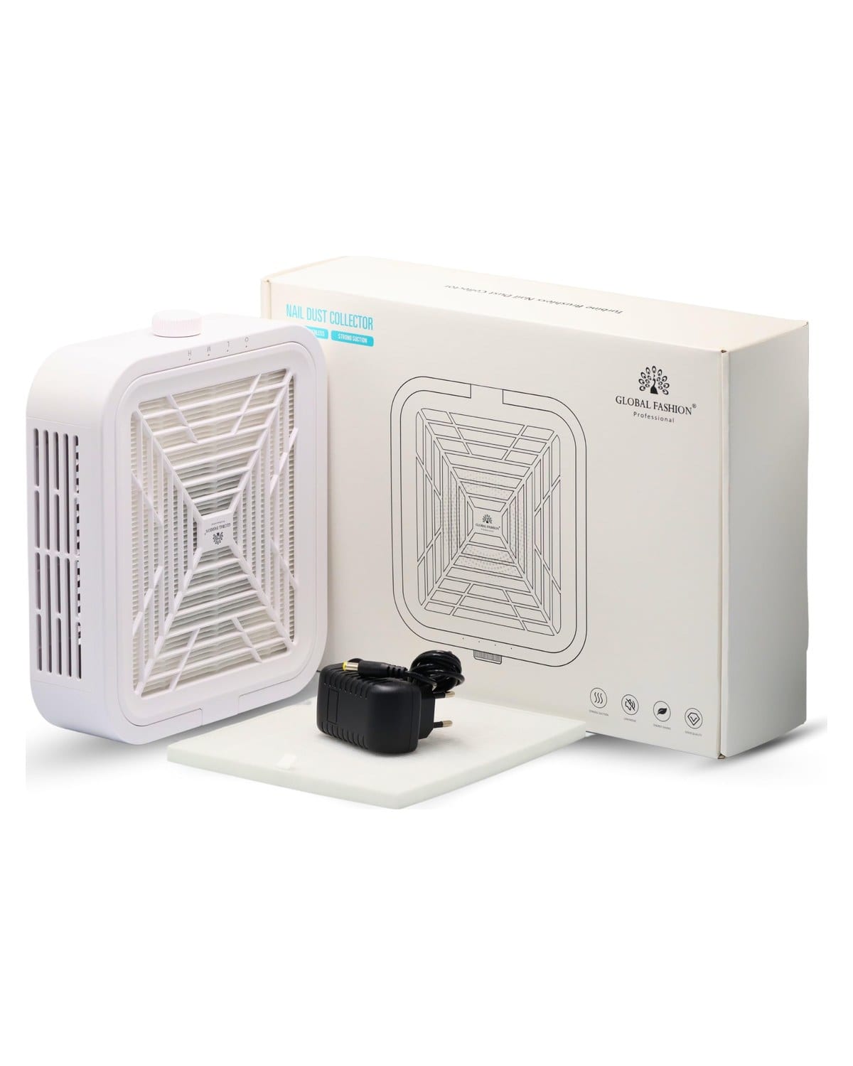 Global Fashion Turbine Brushless Nail Dust Collector – Powerful 12W Motor, Super Suction, Low Noise Operation (Below 50dB), Compact & Portable Design, Energy Saving & CE/RoHS Certi