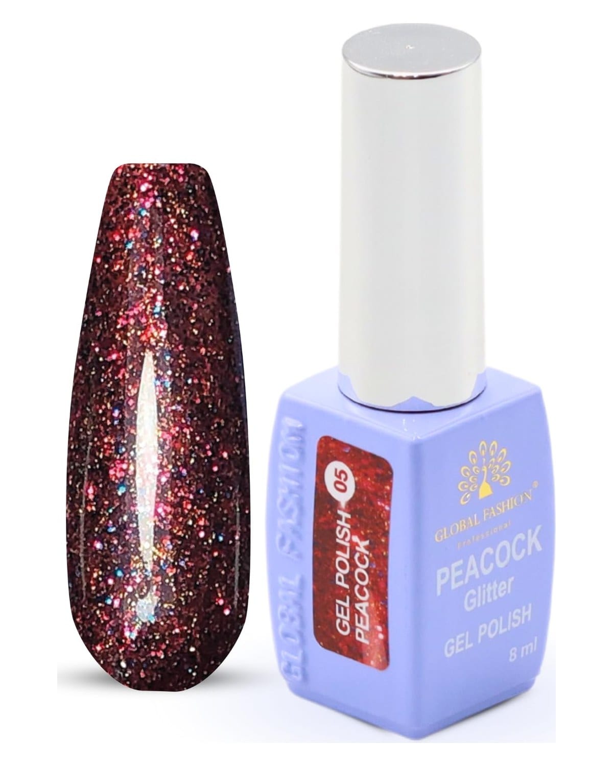 Peacock Glitter Gel Polish 8ml Long-Lasting Shine Soak-Off Gel Polish - Long-Lasting, Chip-Resistant Glitter for Dazzling Manicure Vegan & Cruelty-Free - Salon-Quality at Home! - (Color 05) — Color 2038529540408