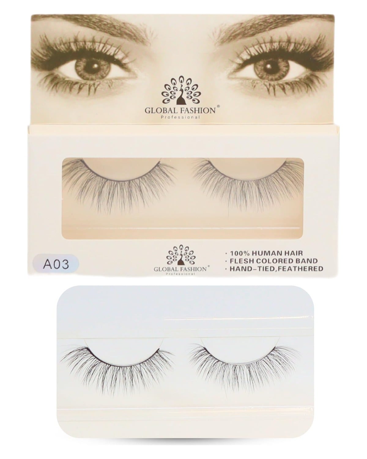 2 Pcs False Eyelashes Pack - Wispy Natural Look, Mink Fluffy Strips, Cat Eye and Fox Eye Lashes, Reusable, Easy Application, Perfect for Daily Wear & Special Occasions - | (Eyelash A03-2Pcs) — Color Eyelash A03-1 Pair