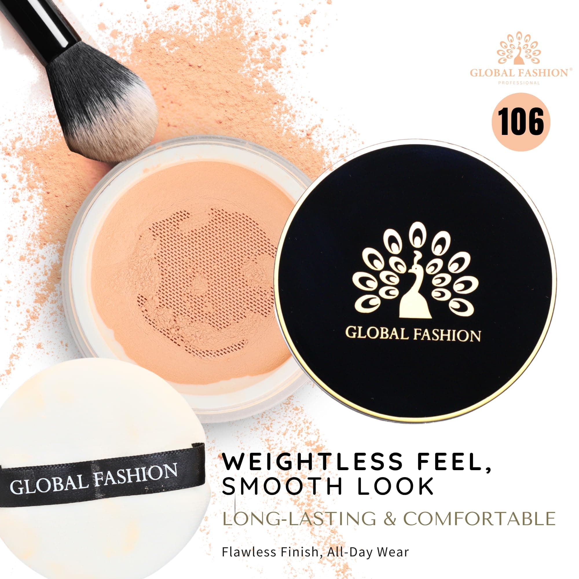 Air Setting Loose Powder - Lightweight, Oil Control, Full Coverage, Long-Lasting Matte Finish - Makeup Setting Powder for Flawless Skin, Suitable for All Skins, 10g (106 - Golden T) - 2