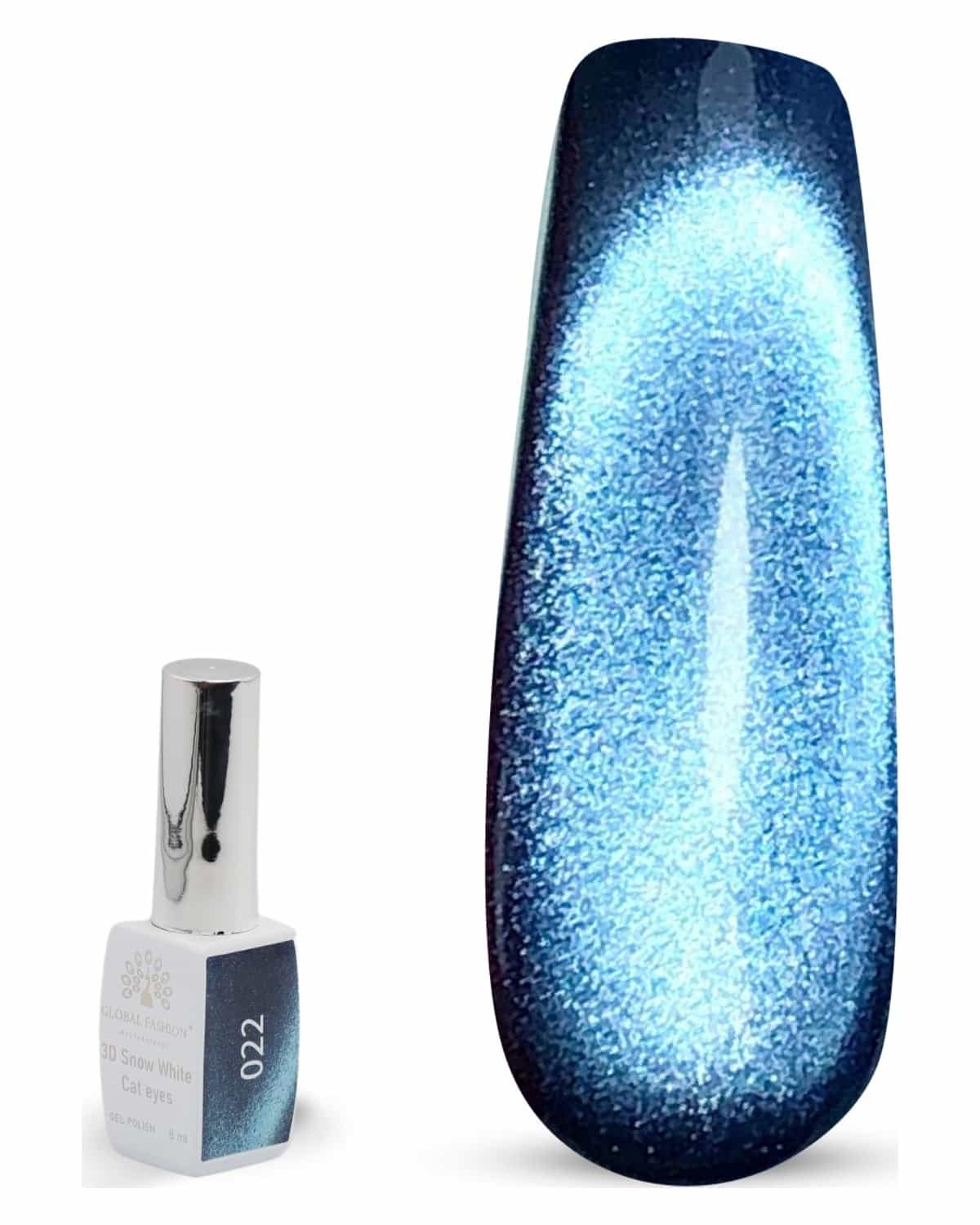 3D Snow White Cat Eye Gel Nail Polish 8ml – Long-Lasting Magnetic Gel, Holographic Shimmer, UV/LED Soak Off, Chip-Resistant, Vegan Cruelty-Free, DIY Nail Art, Salon Quality Manicur
