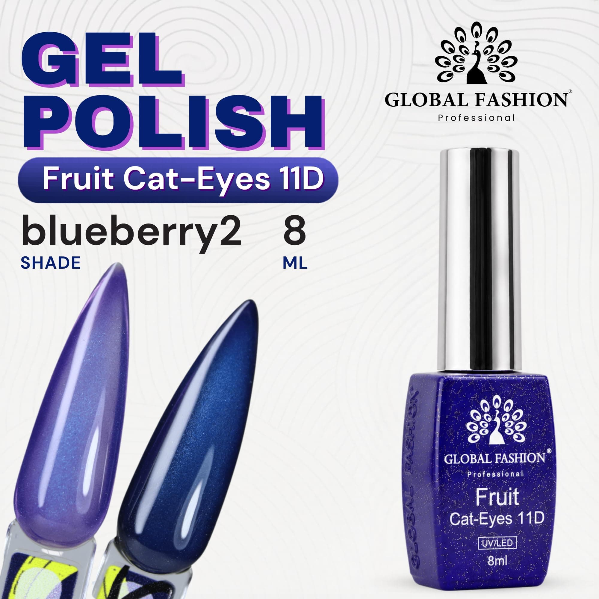 Fruite Cat eyes 11D Magnetic Gel Polish, Blueberry Purple, 8ml (Blueberry 2) — 2