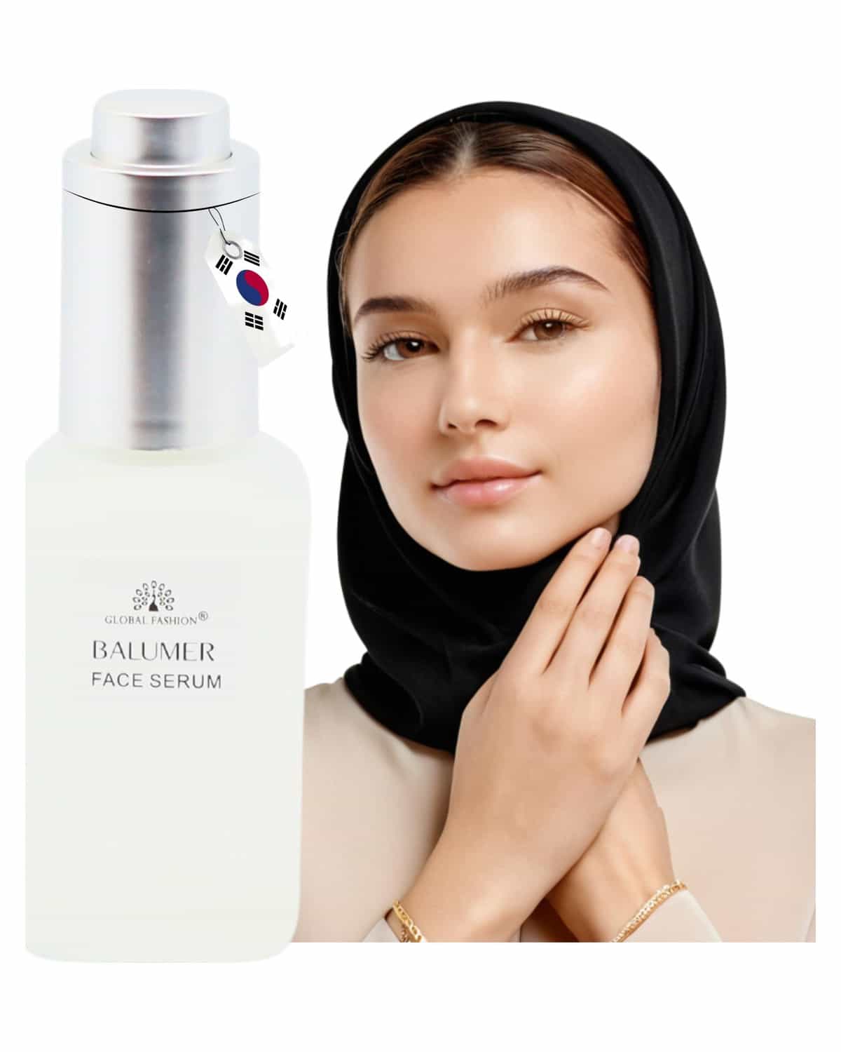 Global Fashion Face Serum 50 ml – Anti-Aging, Brightening & Hydrating – With Vitamin C, Retinol, Hyaluronic Acid, Collagen, AHA BHA, Peptides – Korean Skincare (BALUMER Face Serum)