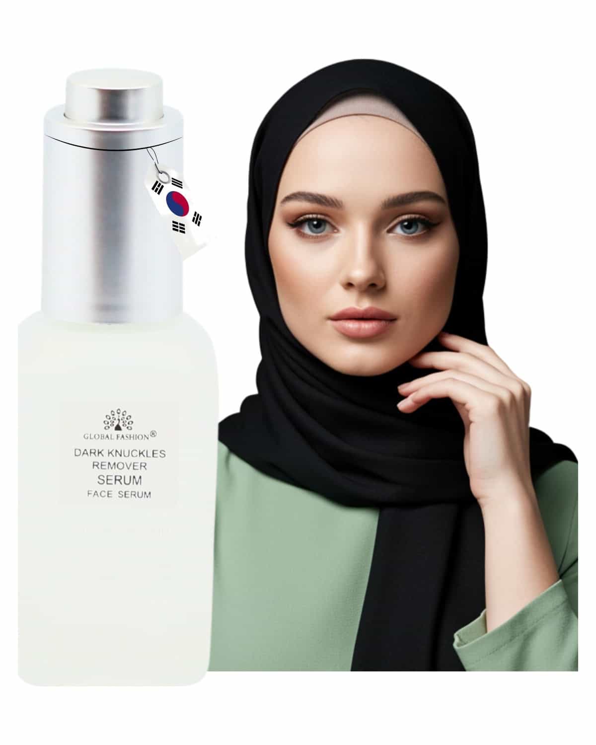 Global Fashion Face Serum 50 ml – Anti-Aging, Brightening & Hydrating – With Vitamin C, Retinol, Hyaluronic Acid, Collagen, AHA BHA, Peptides – Korean Skincare (Dark Knuckles Remov)