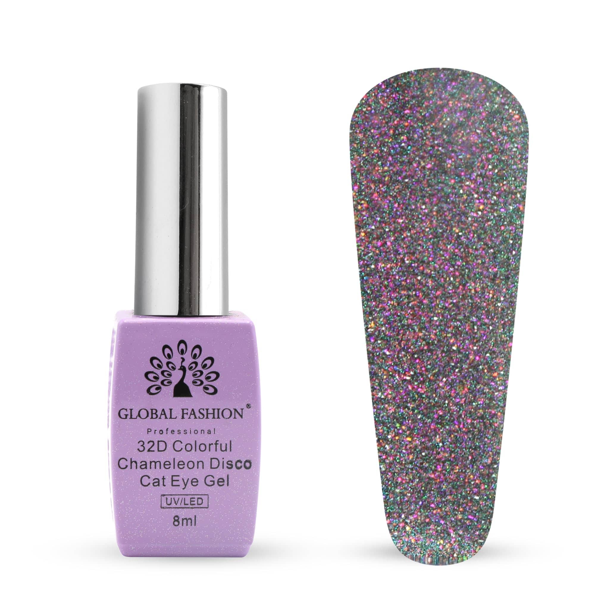 32D Chameleon Cat Eye Gel Polish, Magnetic Rosy Sunset Shimmer, Soak-Off UV/LED Gel Nail Polish, Disco Galaxy Effect, Long-Lasting Sparkle, Nail Art Gift (266 Mystic Emerald Glow)