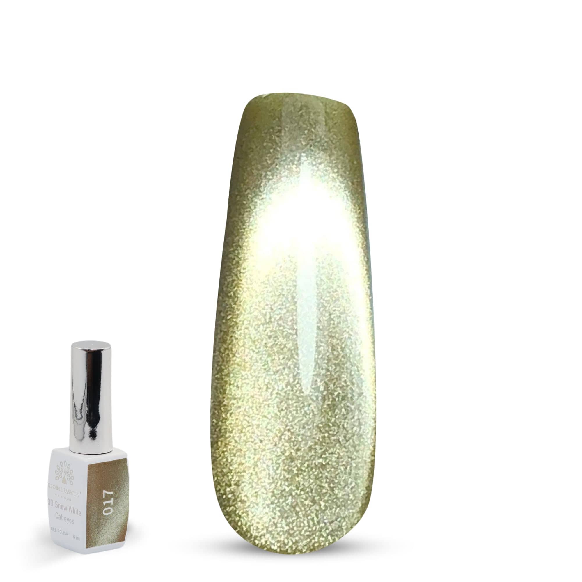 3D Snow White Cat Eye Gel Nail Polish 8ml – Long-Lasting Magnetic Gel, Holographic Shimmer, UV/LED Soak Off, Chip-Resistant, Vegan Cruelty-Free, DIY Nail Art, Salon Quality Manicur