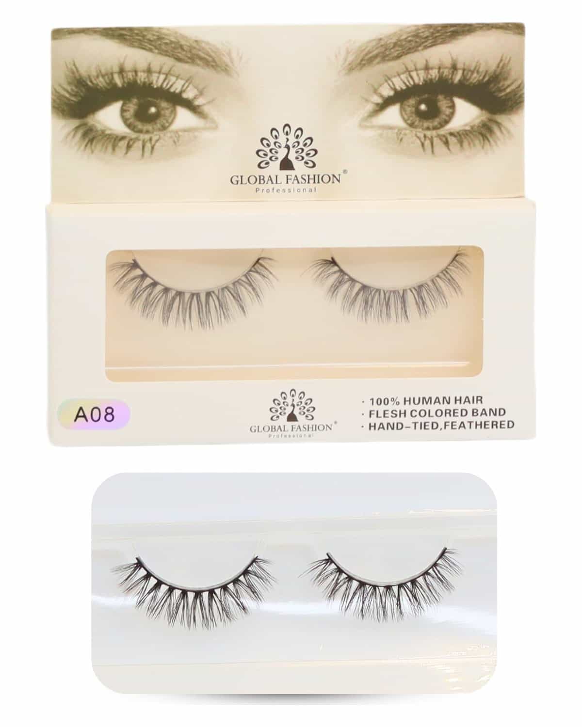2 Pcs False Eyelashes Pack - Wispy Natural Look, Mink Fluffy Strips, Cat Eye and Fox Eye Lashes, Reusable, Easy Application, Perfect for Daily Wear & Special Occasions - | (Eyelash A08-2Pcs)