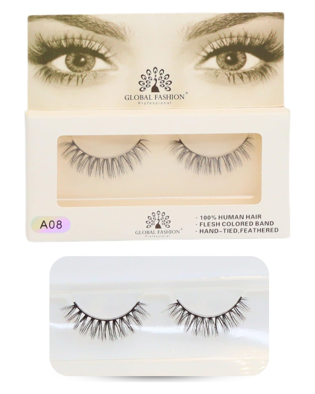 2 Pcs False Eyelashes Pack - Wispy Natural Look, Mink Fluffy Strips, Cat Eye and Fox Eye Lashes, Reusable, Easy Application, Perfect for Daily Wear & Special Occasions - | (Eyelash A08-2Pcs) — Color Eyelash A08-1 Pair