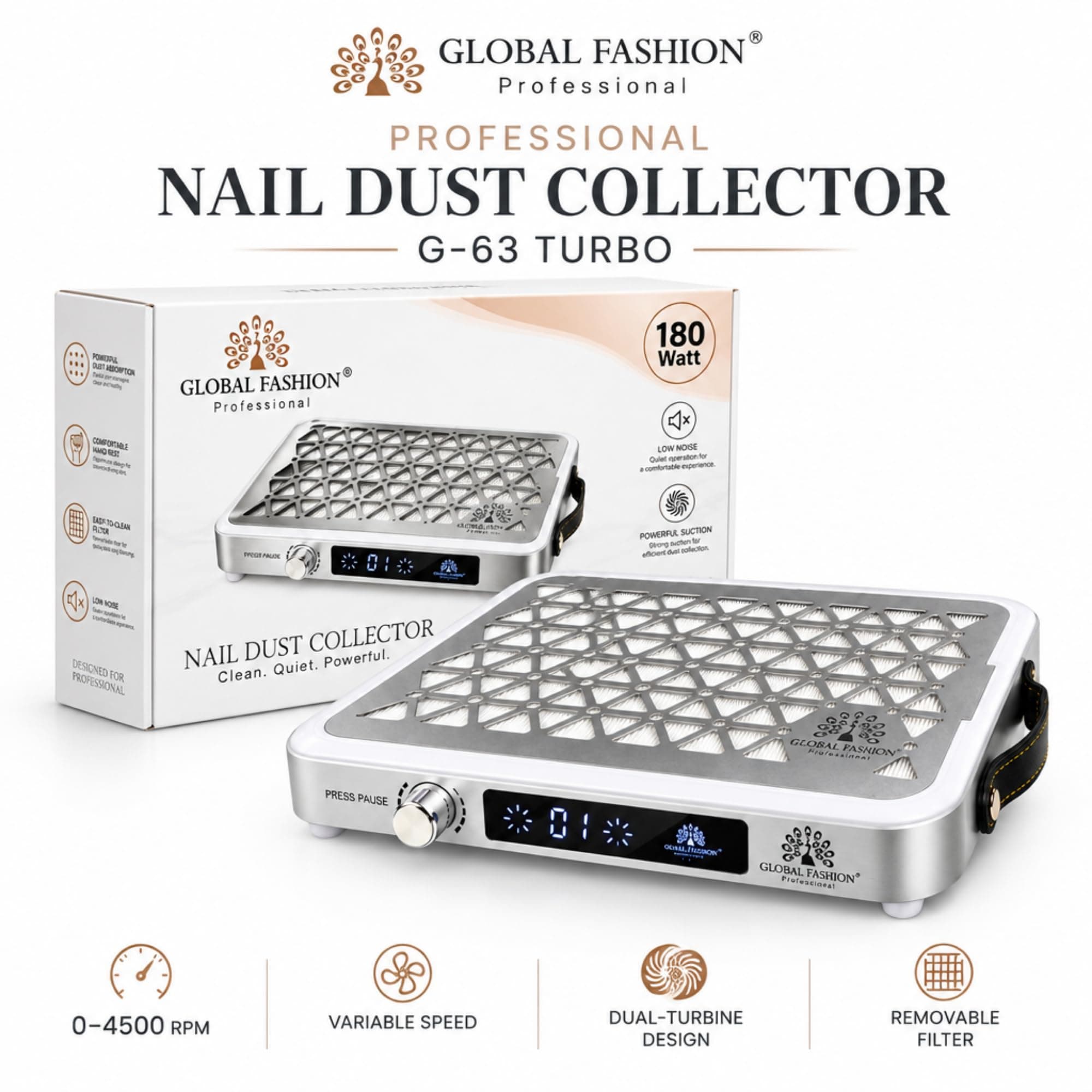 Nail Dust Collector - G-63 Turbo - 180w - 9