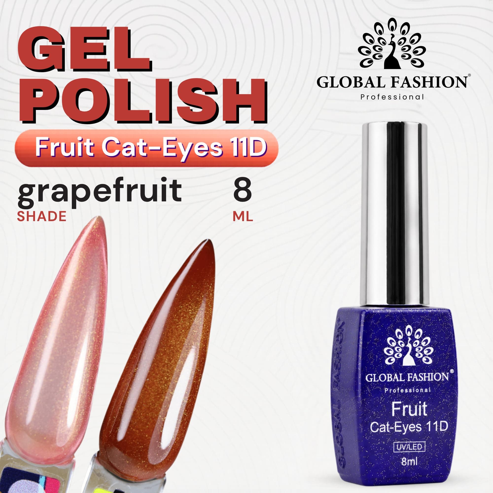 Fruite Cat eyes 11D Magnetic Gel Polish, Blueberry Purple, 8ml (Grapefruit) — 2