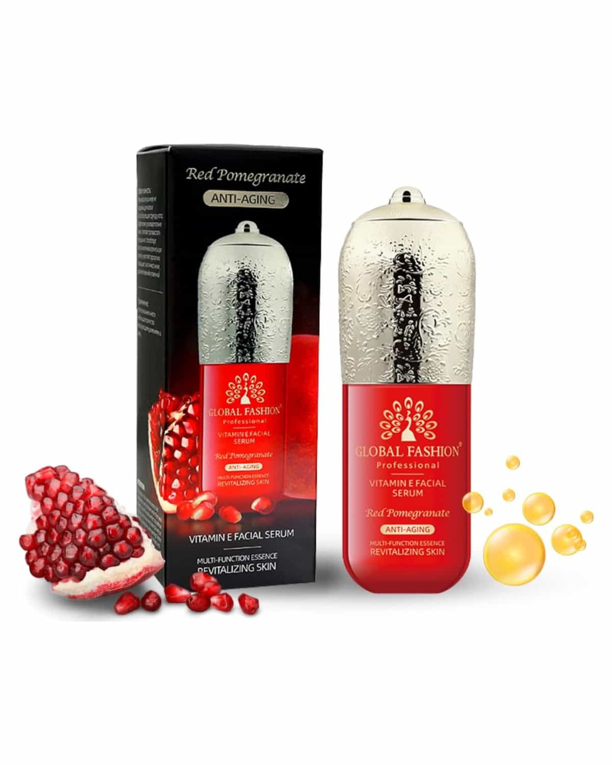 Vitamin E Face Serum with Red Pomogranate, Hydrating Facial Serum for Anti-Aging, Dark Spots, Wrinkle Repair, Pore Minimizer, Brighter Complexion, Improves Skin Texture, All Skin Types - 50 ml