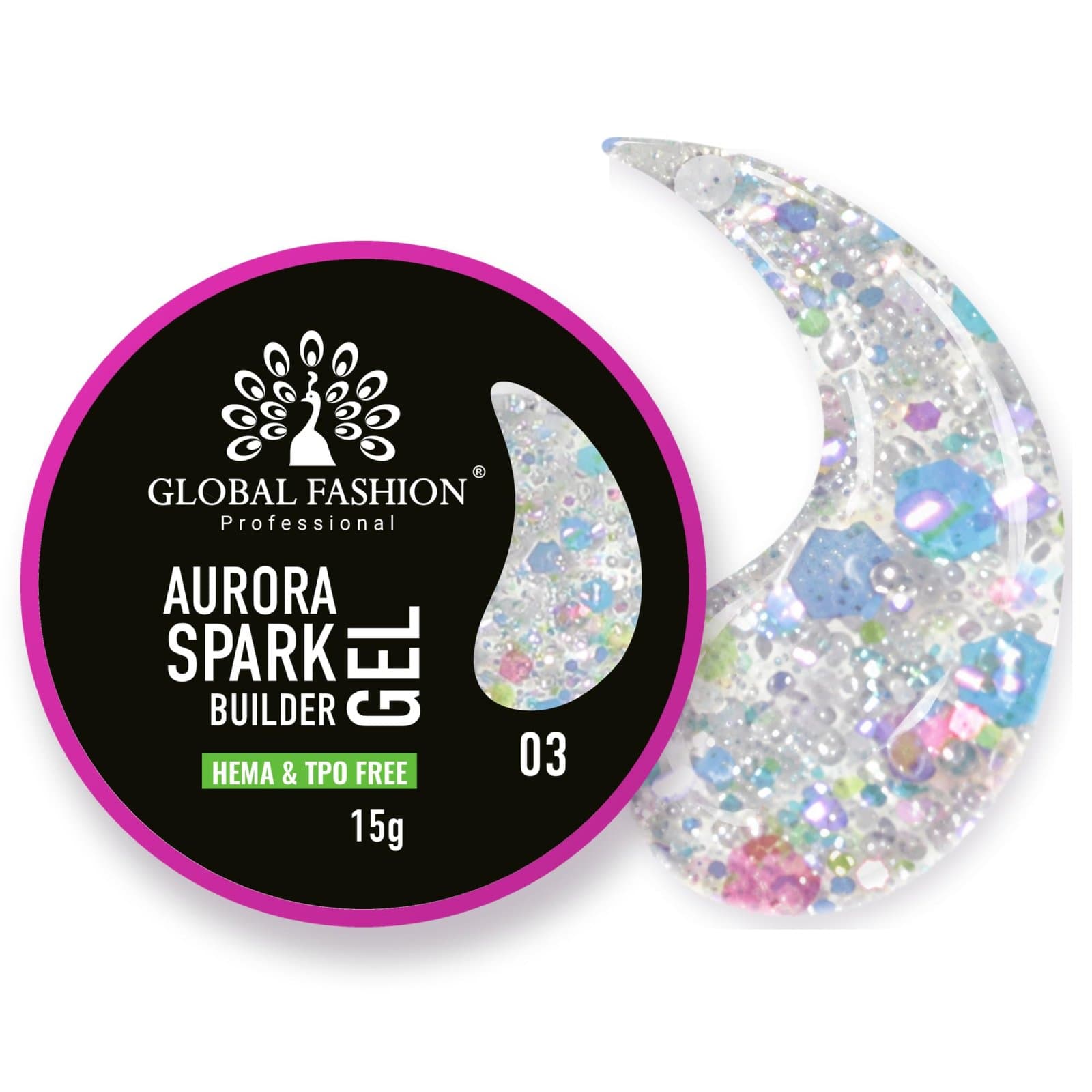 Aurora Sparkle Builder Gel - 15g - 3