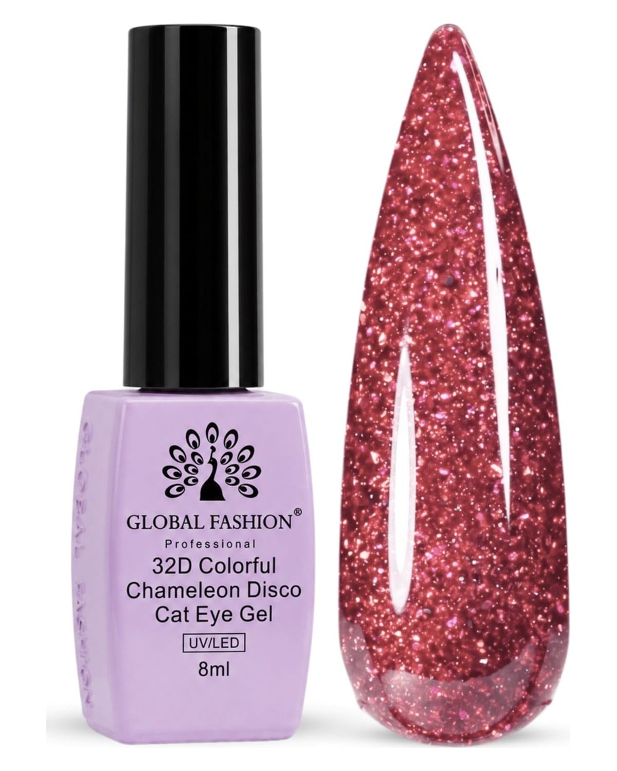 32D Chameleon Cat Eye Gel Polish - 265 — Color 265 Rosy Sunset Shimmer