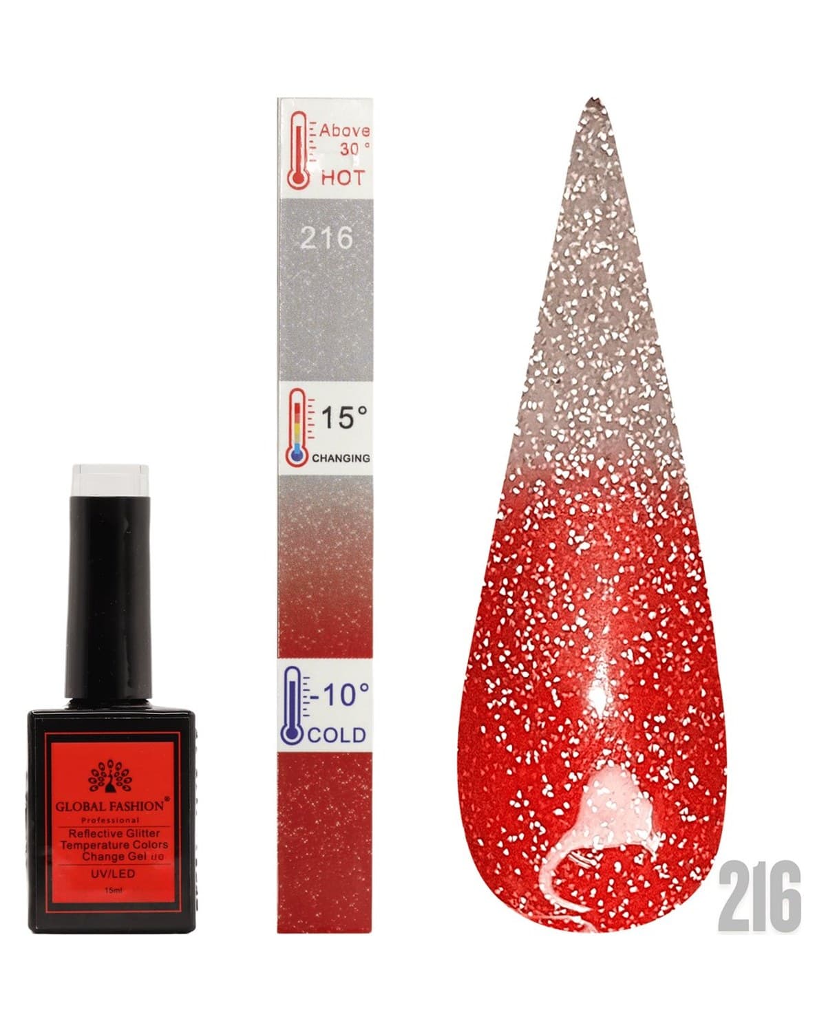 TEMPERATURE GLITTER GEL POLISH 15ML #216