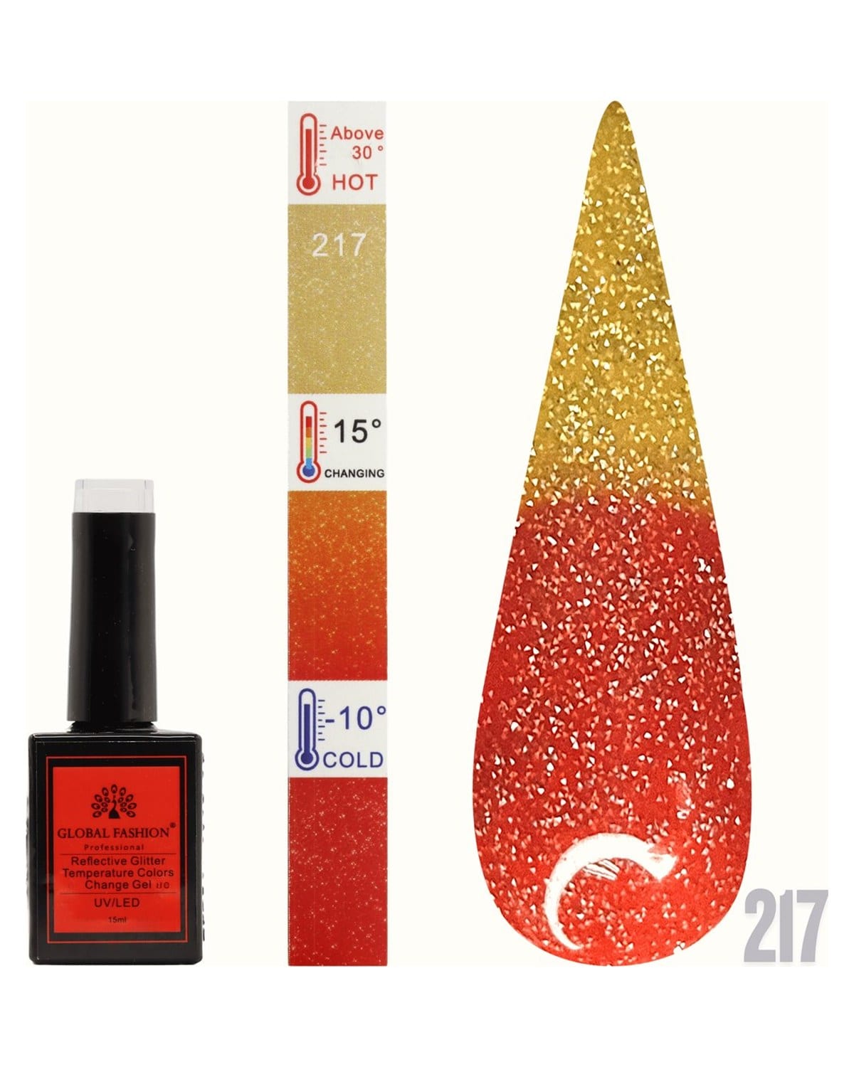 TEMPERATURE GLITTER GEL POLISH 15ML #217