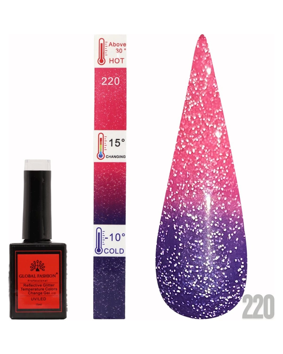 TEMPERATURE GLITTER GEL POLISH 15ML #220