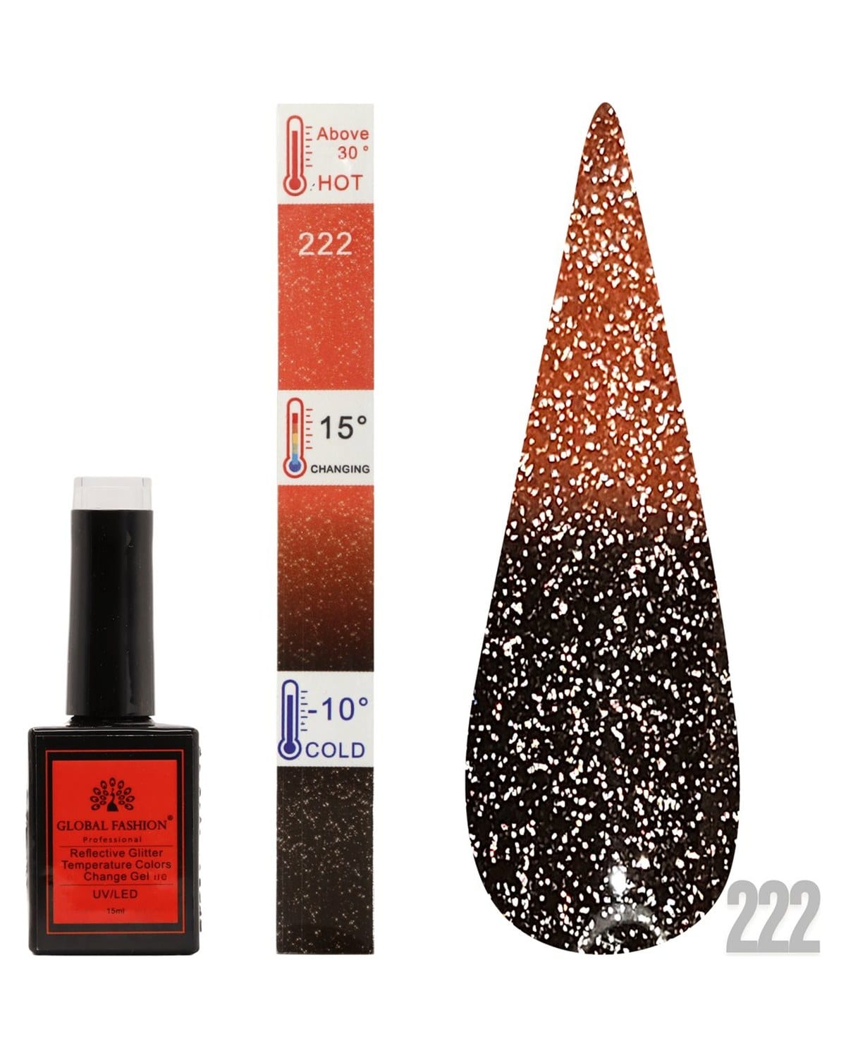 TEMPERATURE GLITTER GEL POLISH 15ML #222