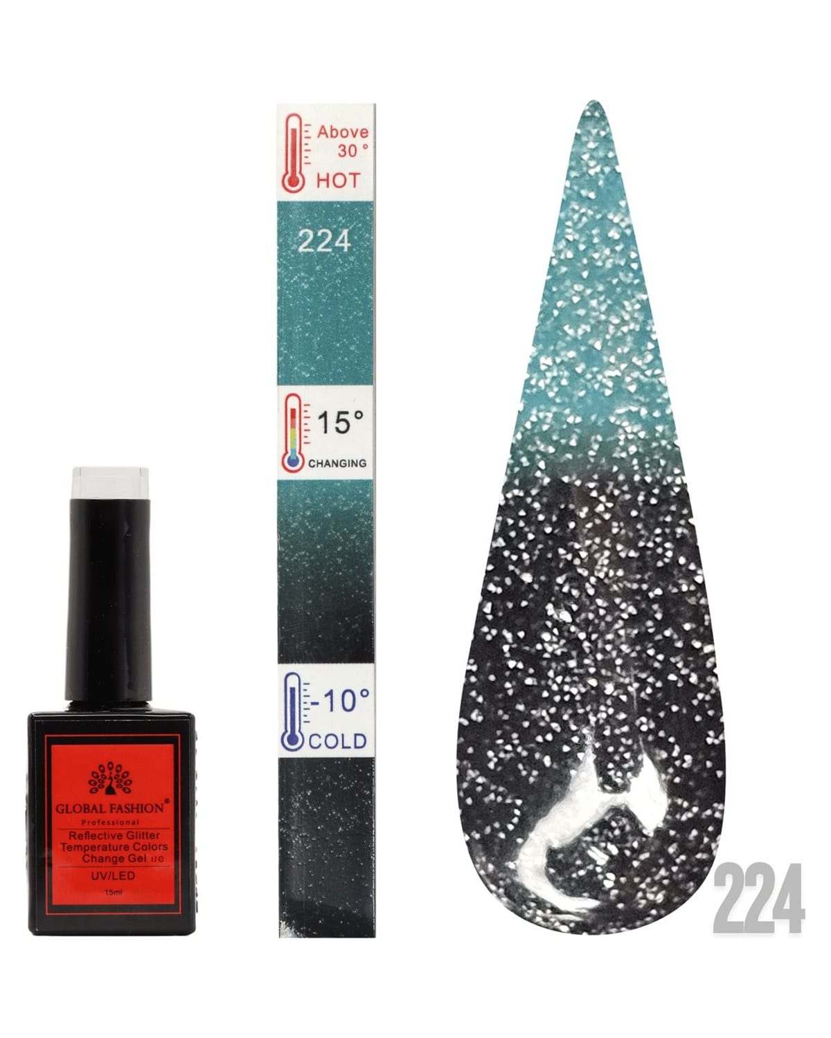 TEMPERATURE GLITTER GEL POLISH 15ML #224