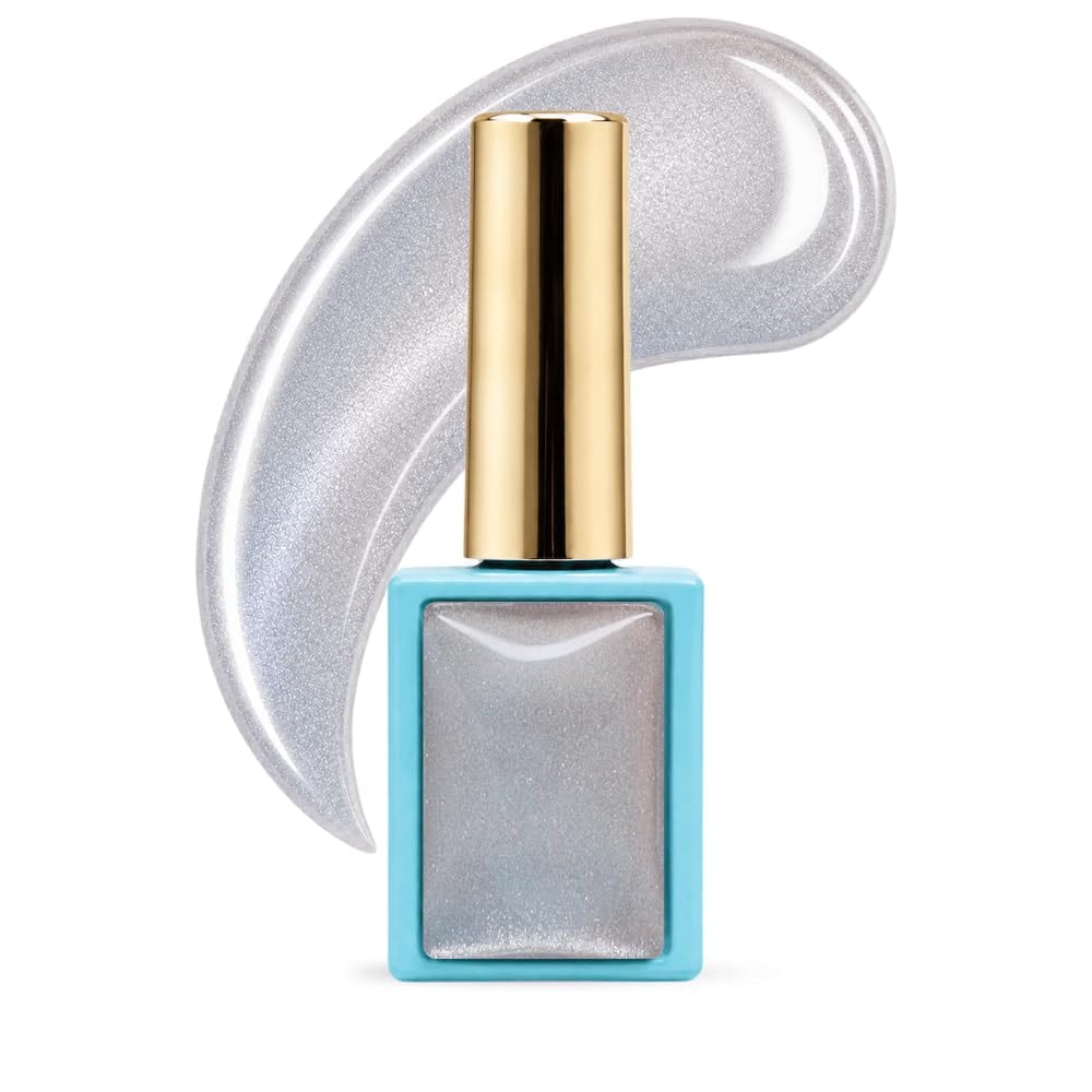 Magic Glaze Magnetic Cat Eye Gel Nail Polish - Blue Silver Glitter, 01 (23)