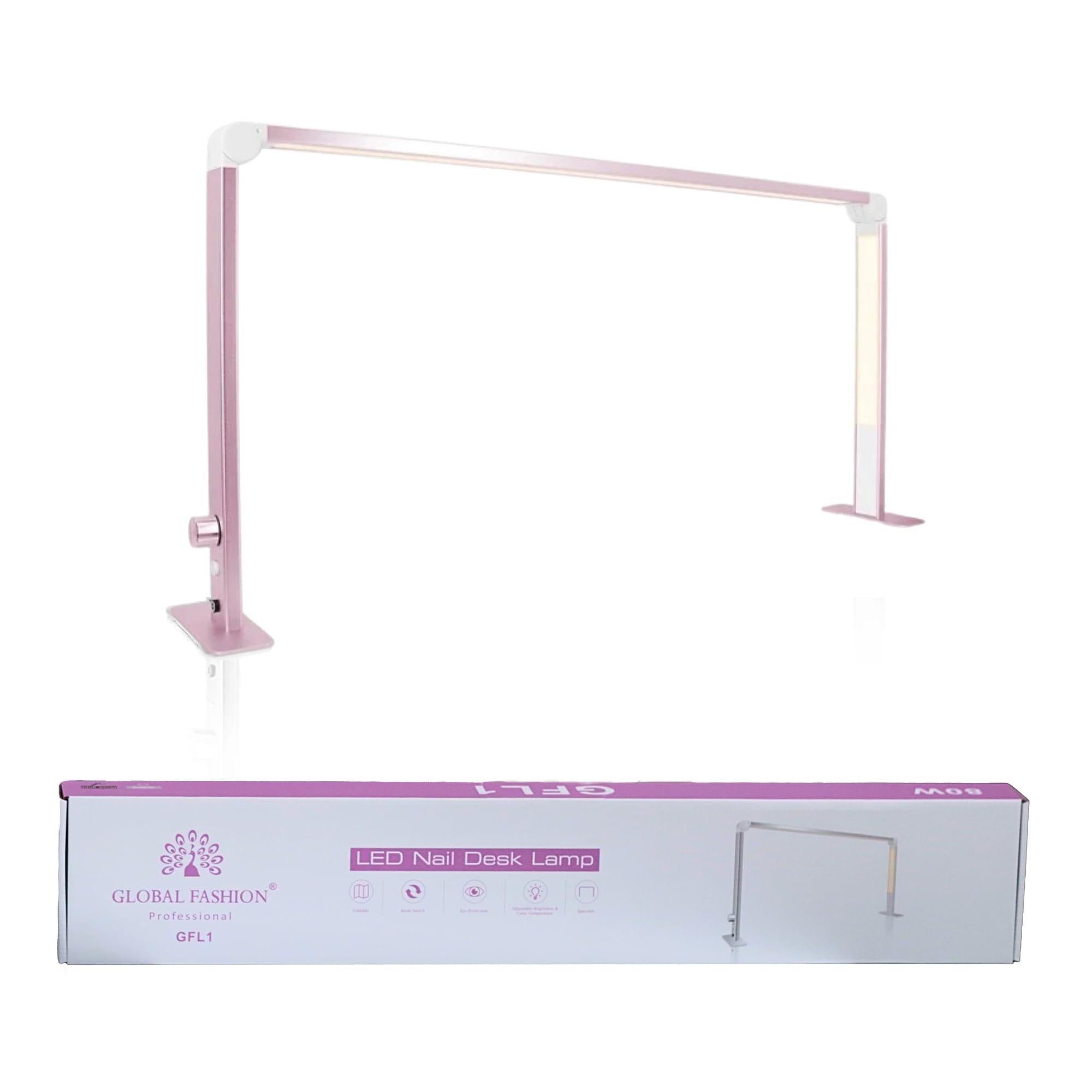 GLOBAL FASHION Professional Multifunctional LED Nail Desk Lamp - 80W, Adjustable Color Tone & Brightness, Eye-Care, Ideal for Reading, Beauty, Nail Art, Manicures & Pedicures - GFL — Color 6840376466093-2