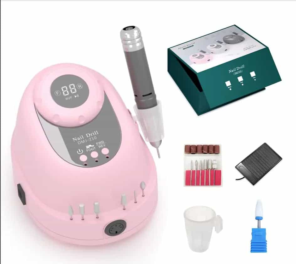 GLOBAL FASHION GF-210 Professional Nail Drill Machine – 68W, 35,000 RPM High-Speed E-File, Variable Speed, Reverse Rotation, Low Noise, Durable Acrylic,Gel & Polygel Nails, Manicur