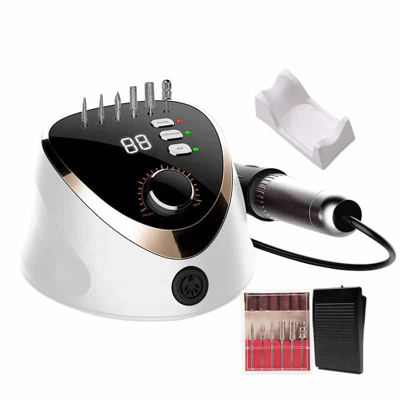 GLOBAL FASHION M12 Professional Electric Nail Drill – 35,000 RPM, 68W E-File, Variable Speed, Forward/Reverse, Low Noise, Ergonomic Design for Salon-Quality Manicures & Pedicures