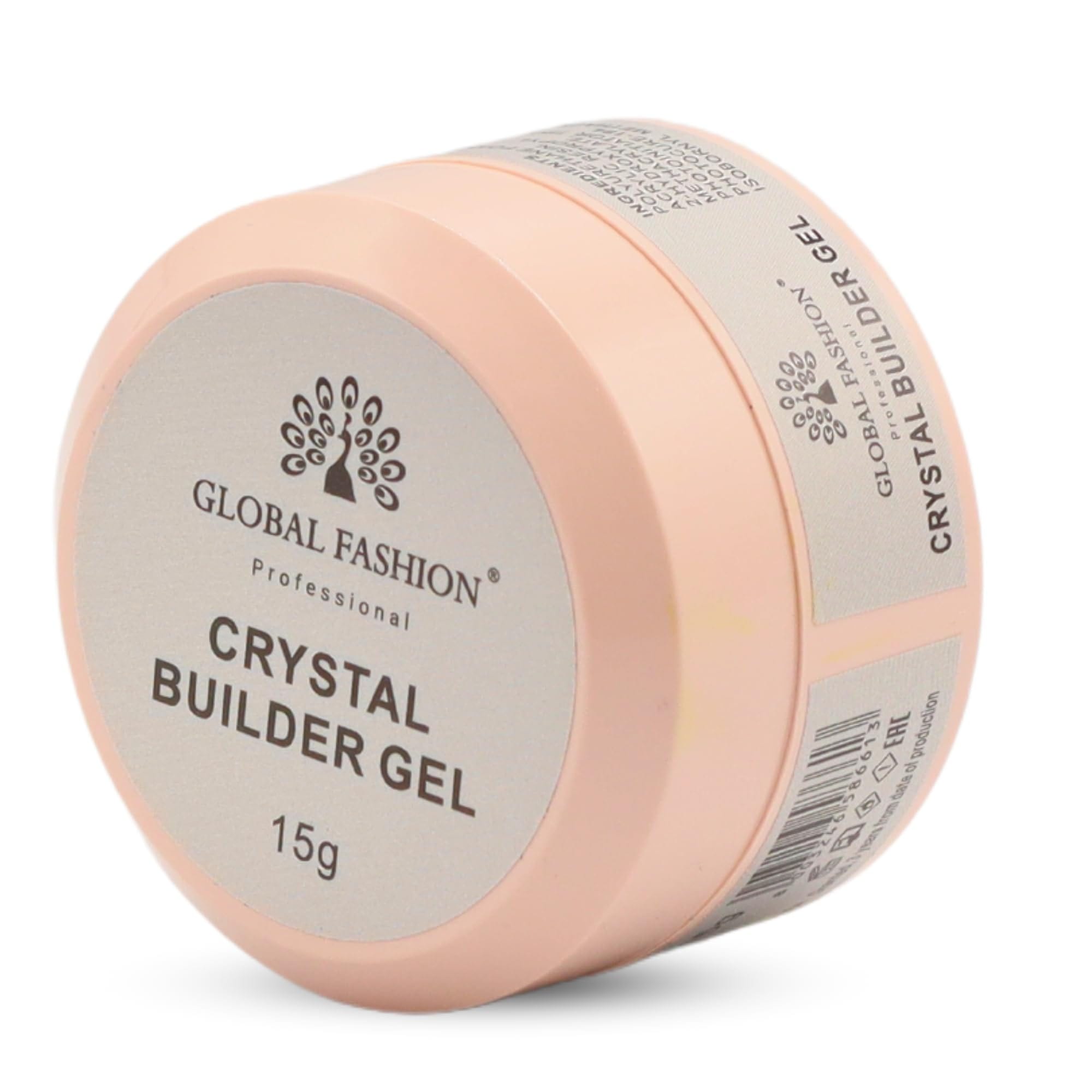 GLOBAL FASHION Professional Crystal Builder Gel 15g - Clear for Nail Extensions - Long-Lasting UV Polish for Strong, Durable Nails - High Gloss Finish - Quick Drying