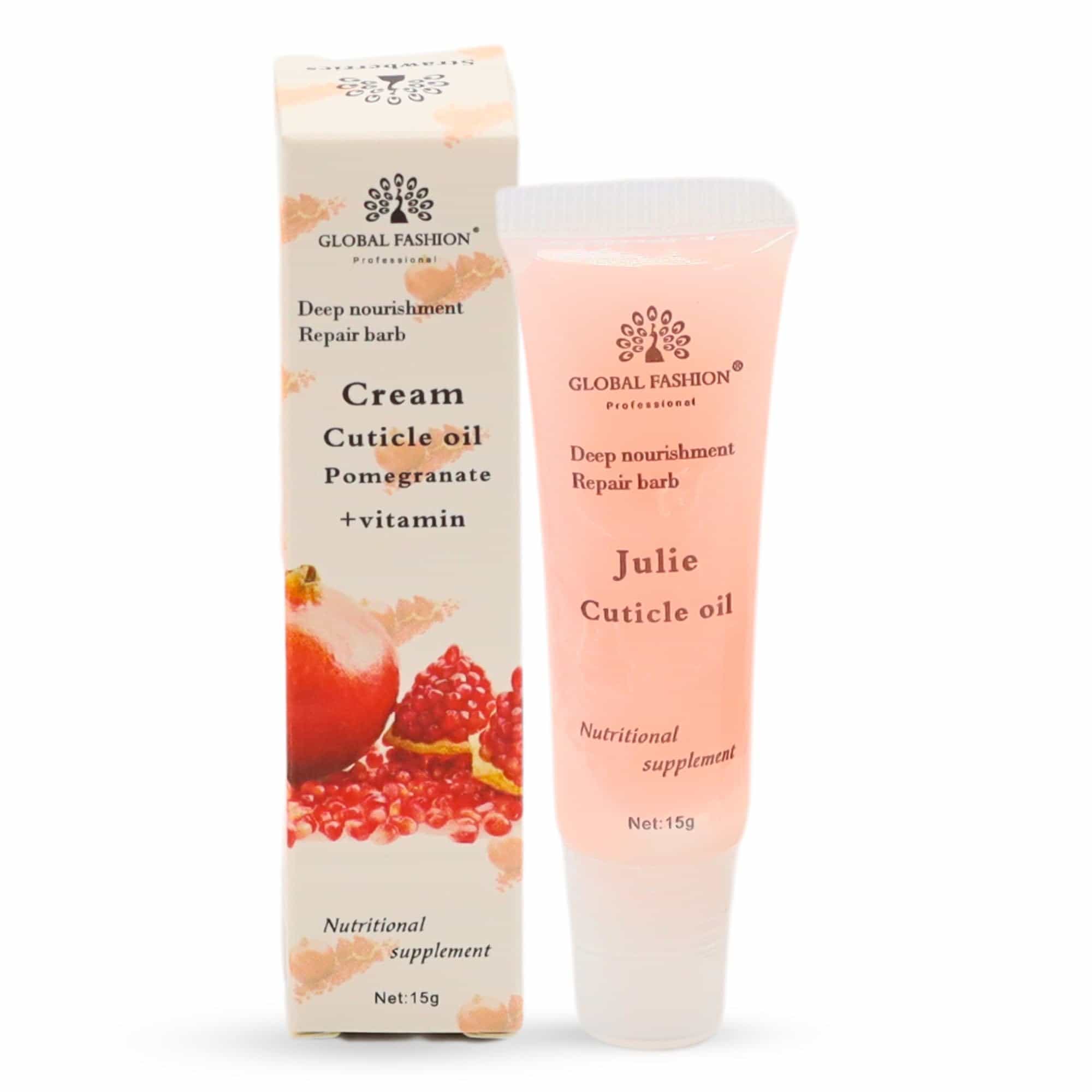 GLOBAL FASHION Professional Global Fashion Cream Cuticle Oil - Cherry Scent + Vitamins - Nourishing Nail & Cuticle Care (Pomegranate + Vitamin)