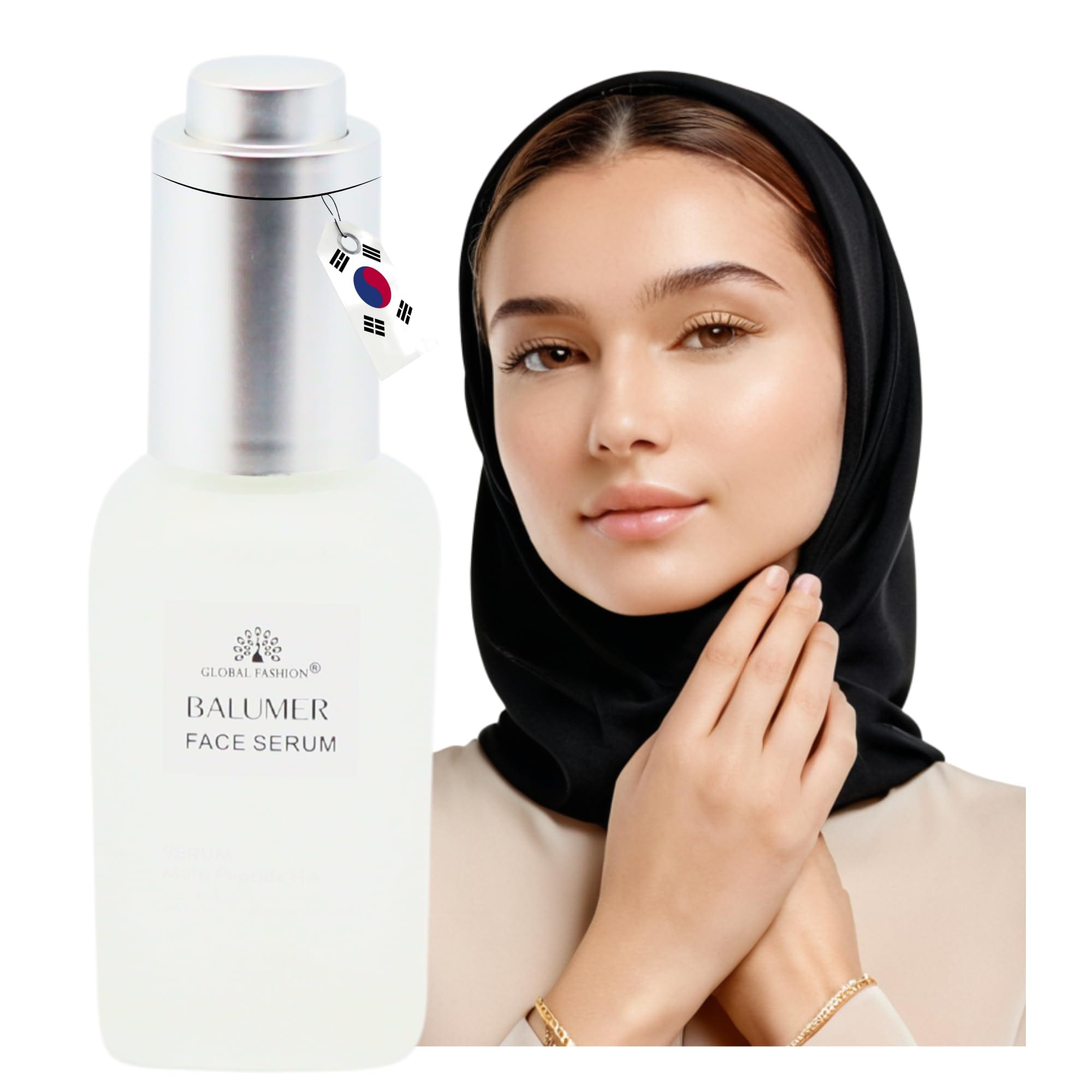 Global Fashion Face Serum 50 ml – Anti-Aging, Brightening & Hydrating – With Vitamin C, Retinol, Hyaluronic Acid, Collagen, AHA BHA, Peptides – Korean Skincare (BALUMER Face Serum)