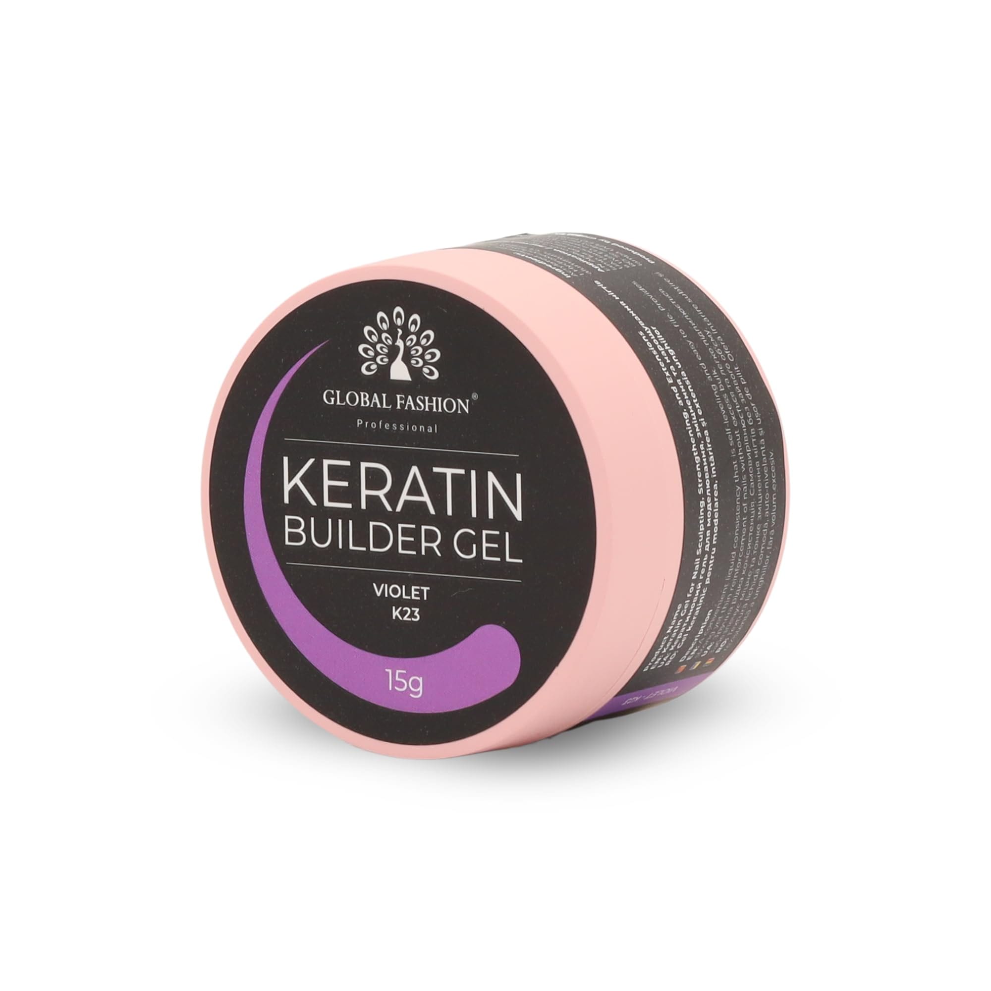 Keratin Builder Gel 15g Self Leveling Hard Gel Durable and Strong for Nail Overlays Extensions and Repairs UV LED Cure Odor Salon Finish Reinforcing Formula, Long Lasting Wear (K23) — Color K23 - Violet