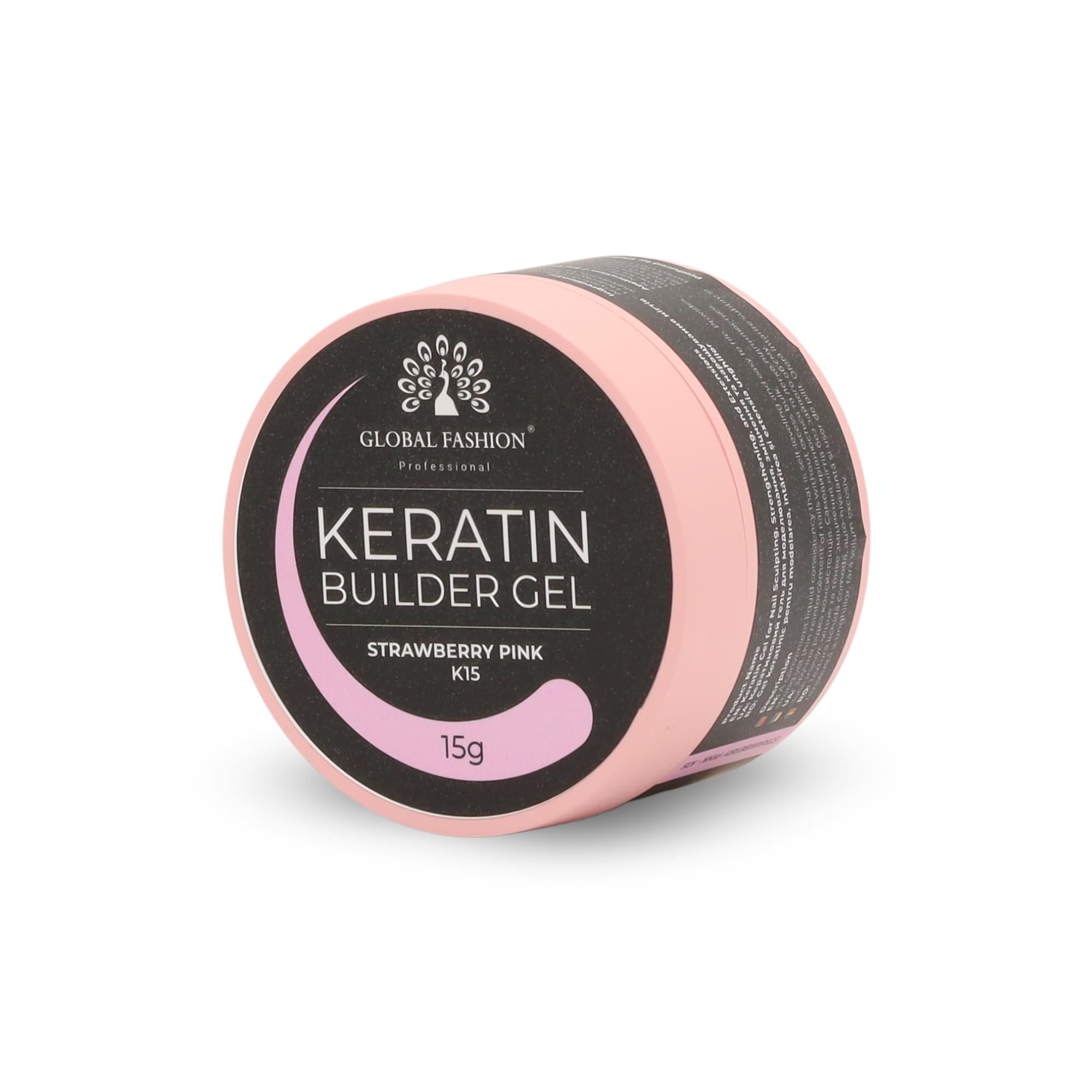 Keratin Builder Gel 15g Self Leveling Hard Gel Durable and Strong for Nail Overlays Extensions and Repairs UV LED Cure Odor Salon Finish Reinforcing Formula, Long Lasting Wear (K15) — Color K15 - Strawberry Pink