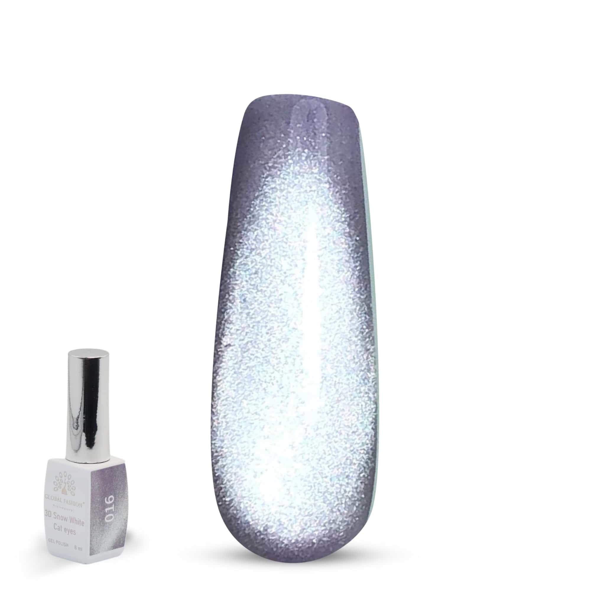 3D Snow White Cat Eye Gel Nail Polish 8ml – Long-Lasting Magnetic Gel, Holographic Shimmer, UV/LED Soak Off, Chip-Resistant, Vegan Cruelty-Free, DIY Nail Art, Salon Quality Manicur