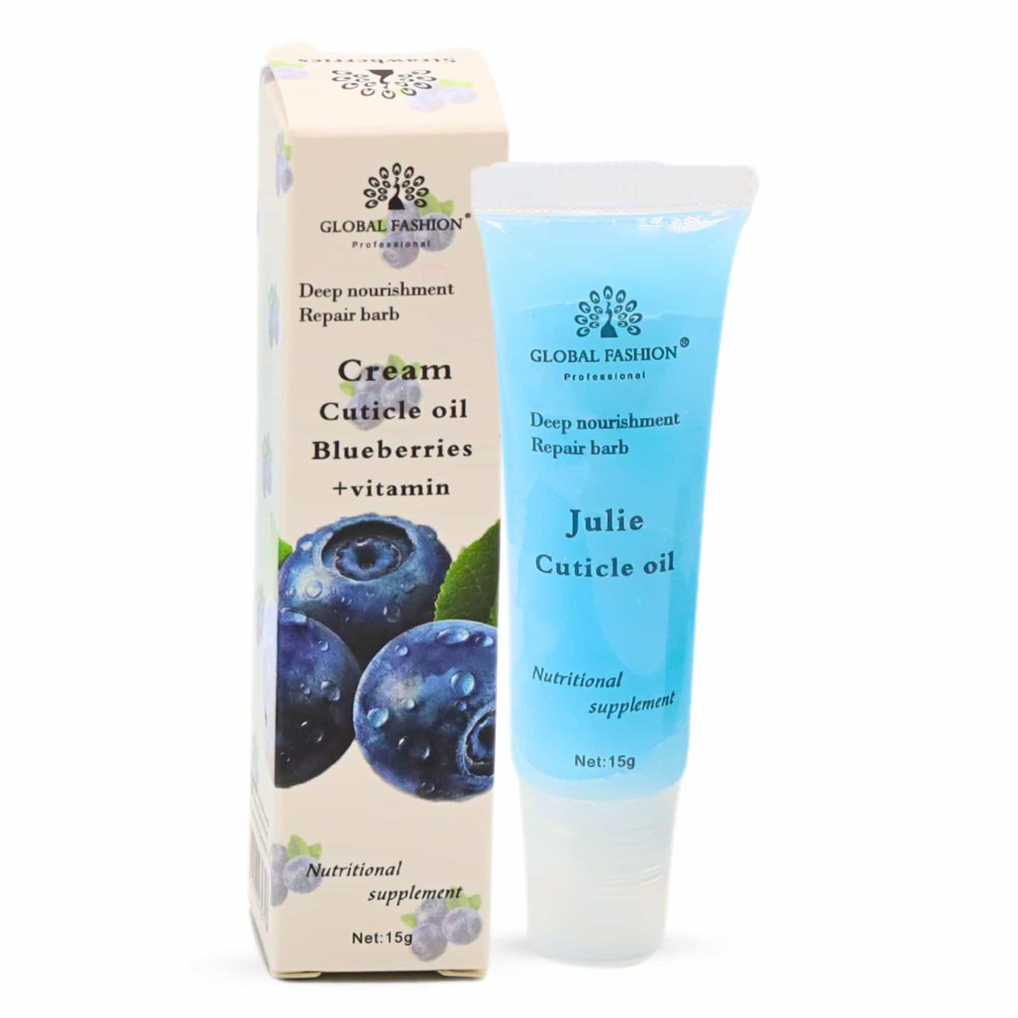 GLOBAL FASHION Professional Cream Cuticle Oil - Cherry Scent + Vitamins - Nourishing Nail & Cuticle Care (Blueberries + Vitamin)