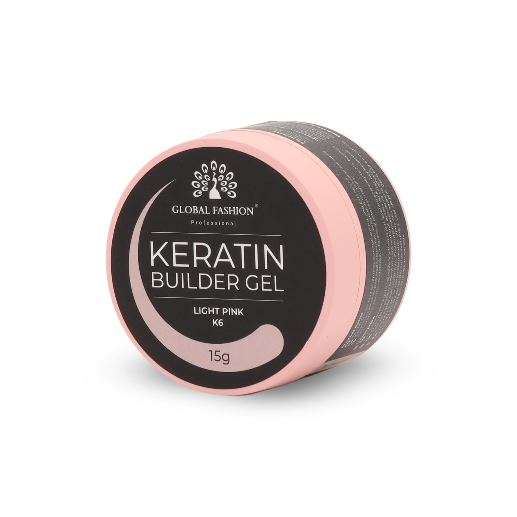 Keratin Builder Gel 15g Self Leveling Hard Gel Durable and Strong for Nail Overlays Extensions and Repairs UV LED Cure Odor Salon Finish Reinforcing Formula, Long Lasting Wear (K6) — Color K6 - Light Pink