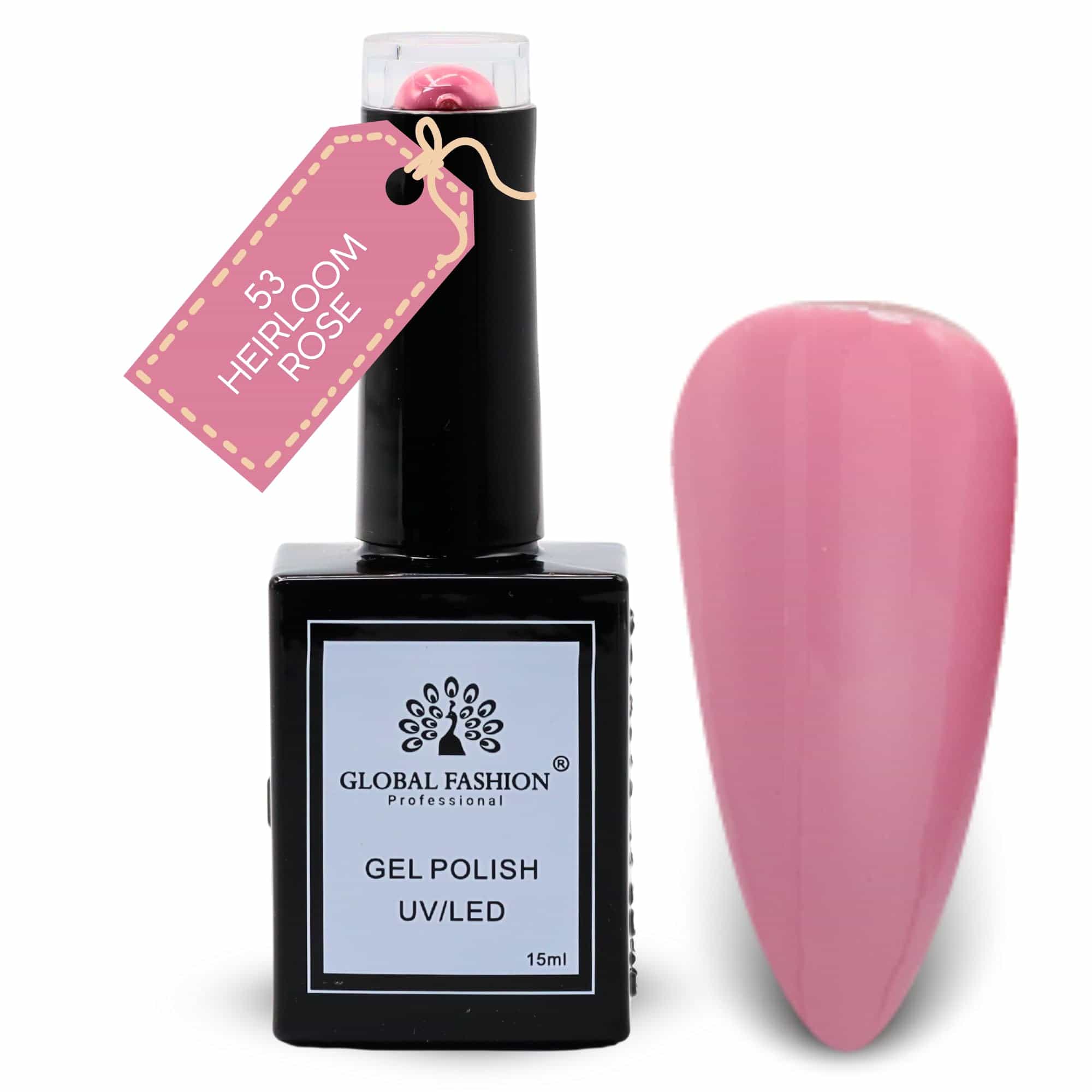 Global Fashion Blush Garden Collection Set (49–54) – 6 Long-Lasting, High-Gloss, Chip-Resistant Colors for Teens & Professionals – UV/LED Soak-Off Nail Kit (53-Heirloom Rose-1p, 15)