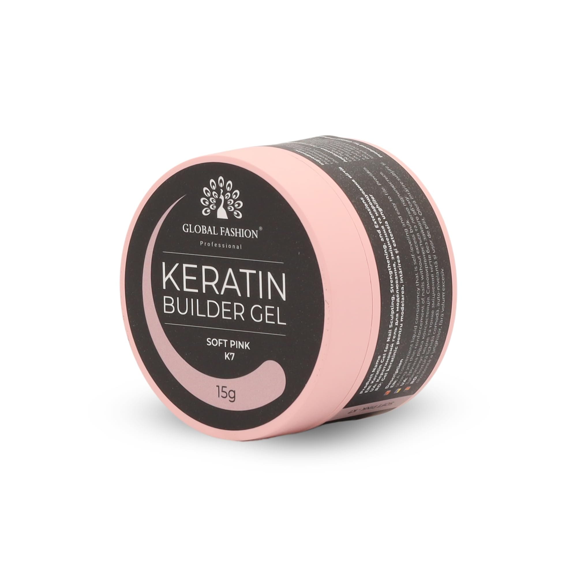 Keratin Builder Gel 15g Self Leveling Hard Gel Durable and Strong for Nail Overlays Extensions and Repairs UV LED Cure Odor Salon Finish Reinforcing Formula, Long Lasting Wear (K7) — Color K7 - Soft Pink