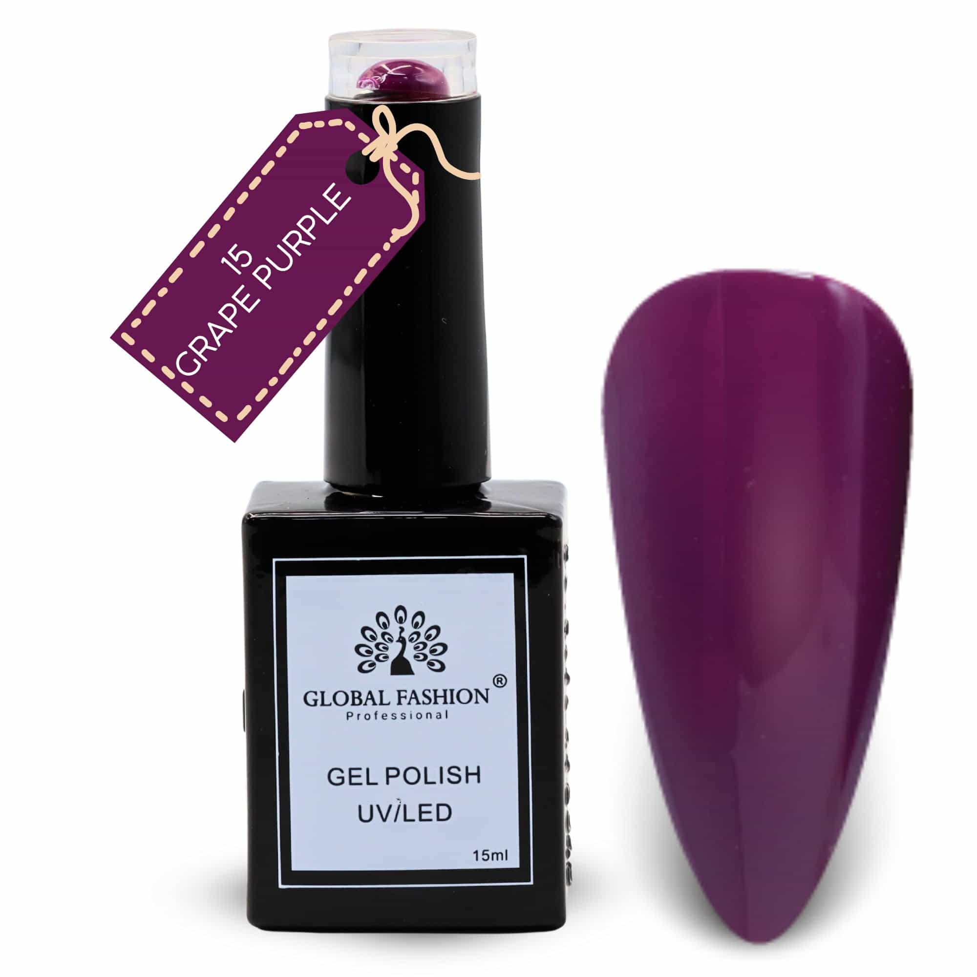 Coral Crush Collection UV LED Gel Nail Polish – Soak-Off Long-Lasting Glossy Finish, Salon-Quality Nail Art & Manicure Gelby – (15-Grape Purple-1p, 15ml)