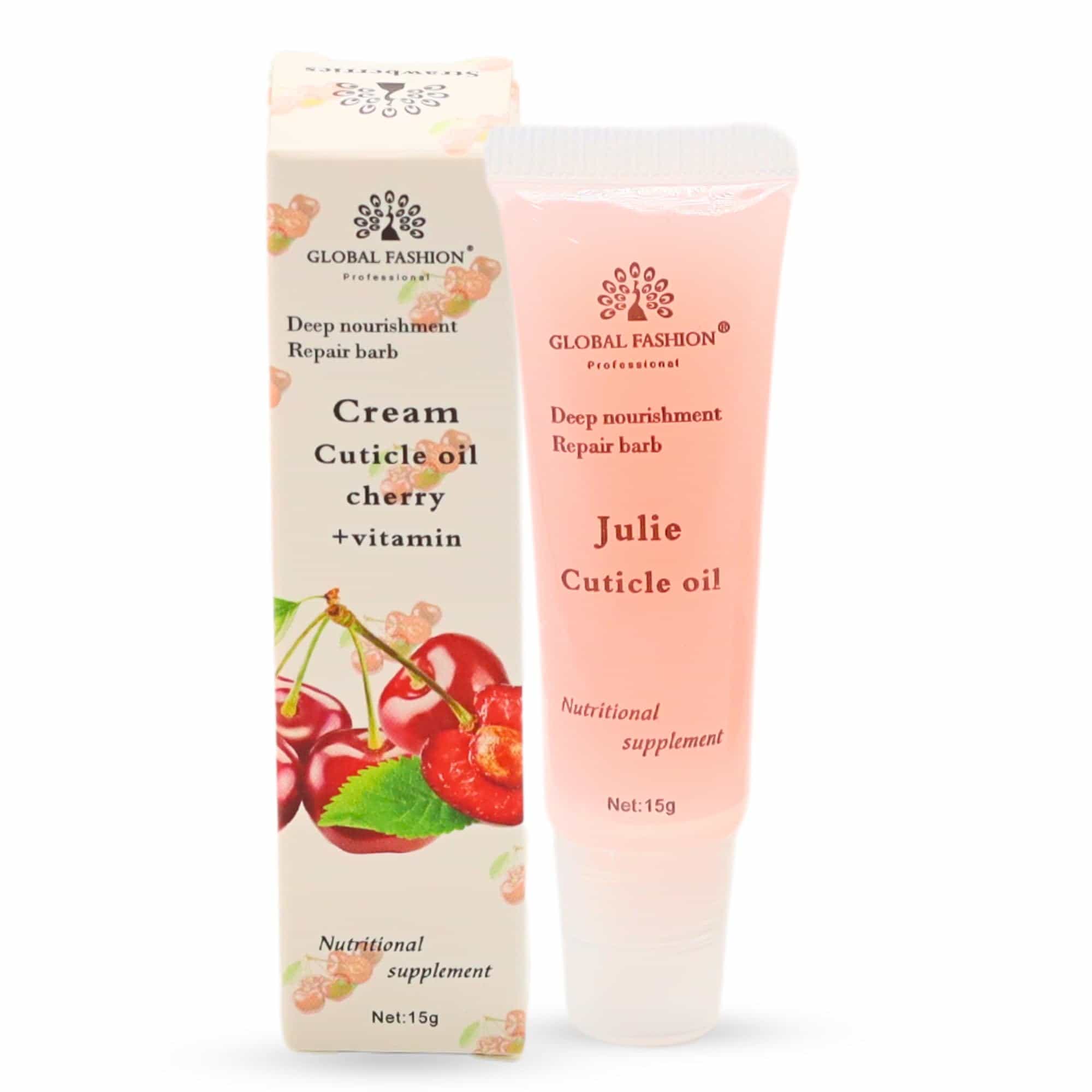 GLOBAL FASHION Professional Cream Cuticle Oil - Cherry Scent + Vitamins - Nourishing Nail & Cuticle Care (Cherry + Vitamin)