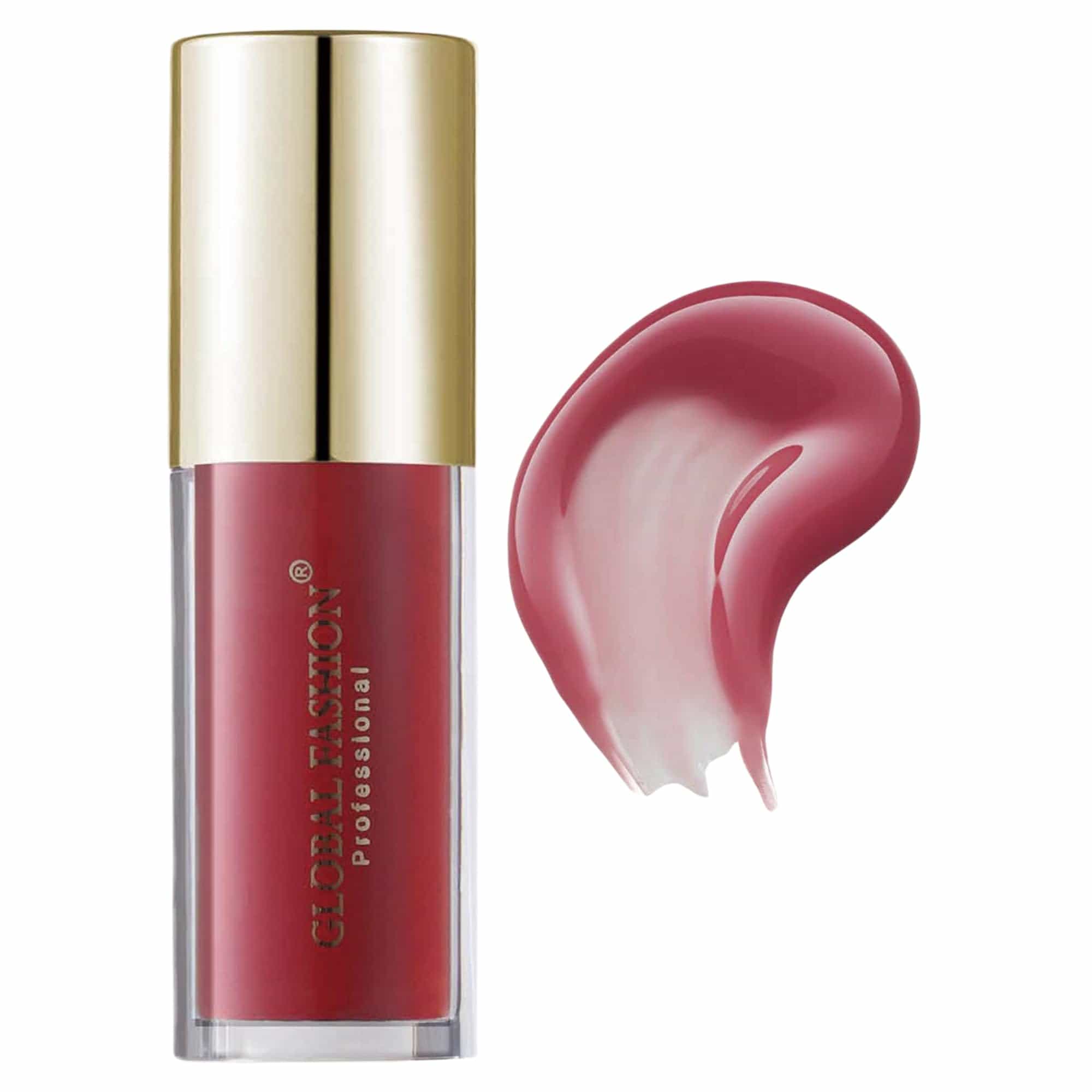 Global Fashion Bright Lustrous Lip Oil & Gloss - 8 Shades, Hydrating Non-Sticky Lip Gloss, Tinted Nourishing Care, High-Shine Glossy Finish with Flat Paddle Tip (105 - English Red)