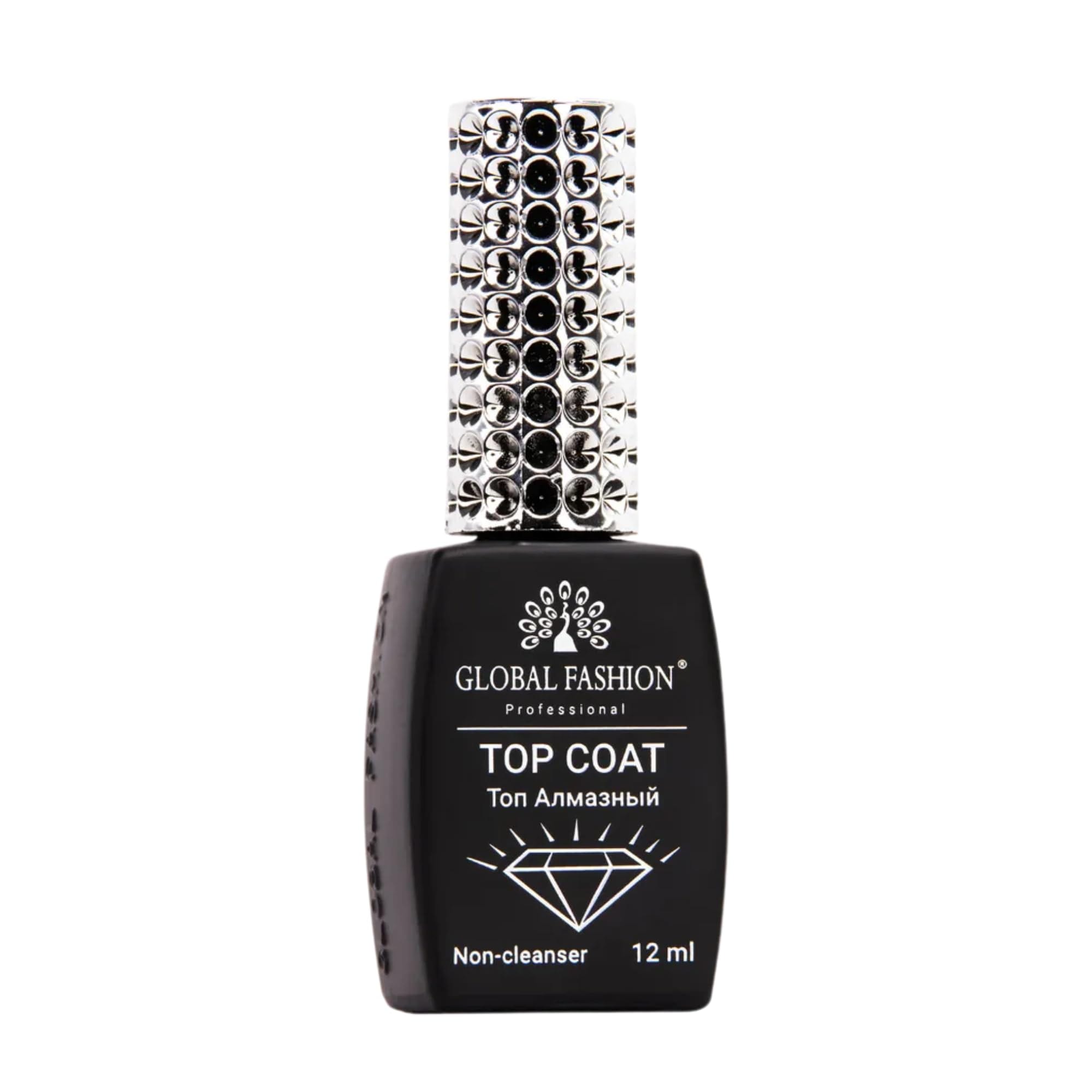 Global Fashion Universal Top Coat - Non-Stick, Long-Lasting, Fast Drying, High Gloss Finish, Halal Nail Polish, Top Nail Care, Clear Top Coat, (Top Diamond, 12ml)