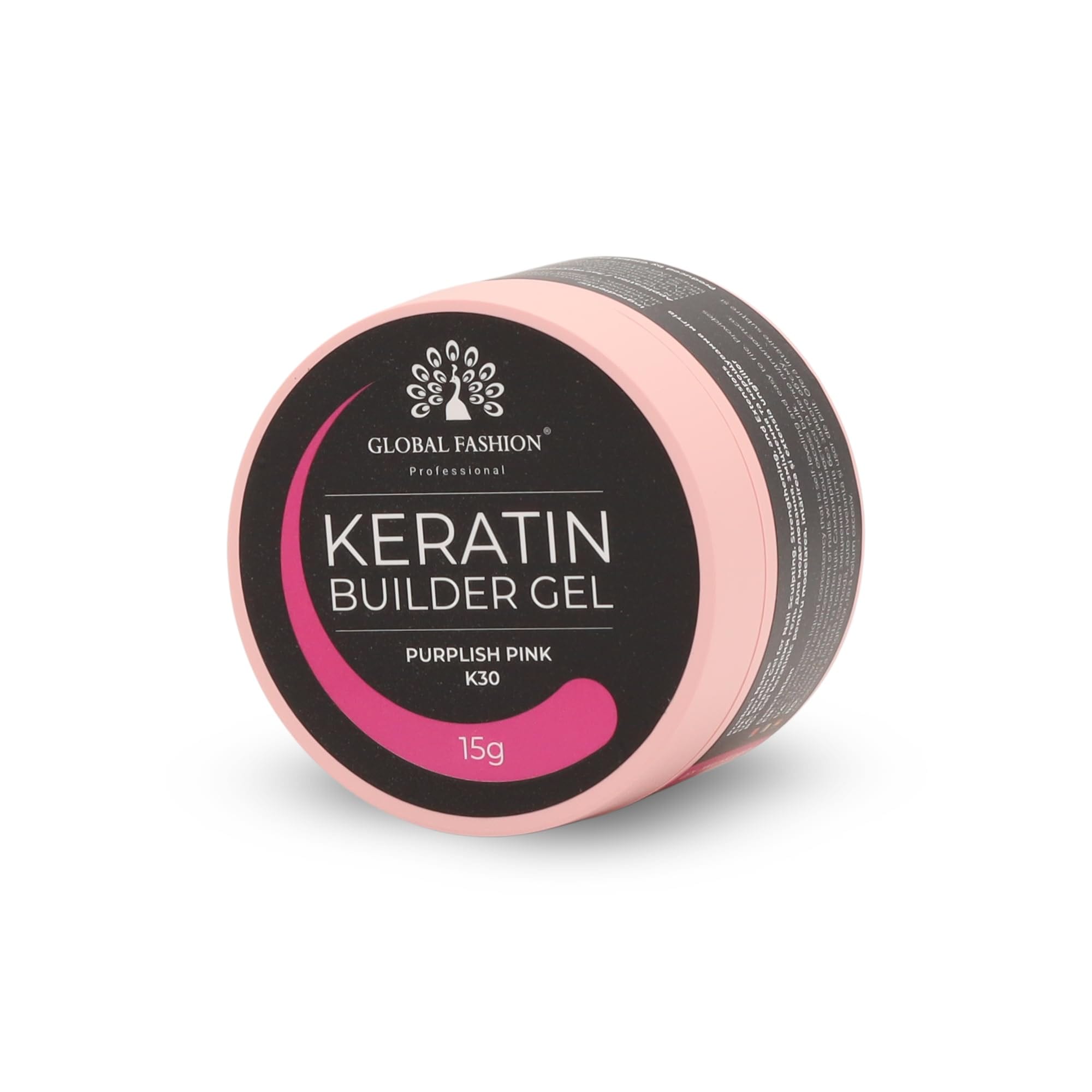 Keratin Builder Gel 15g Self Leveling Hard Gel Durable and Strong for Nail Overlays Extensions and Repairs UV LED Cure Odor Salon Finish Reinforcing Formula, Long Lasting Wear (K30) — Color K30 - Purplish Pink