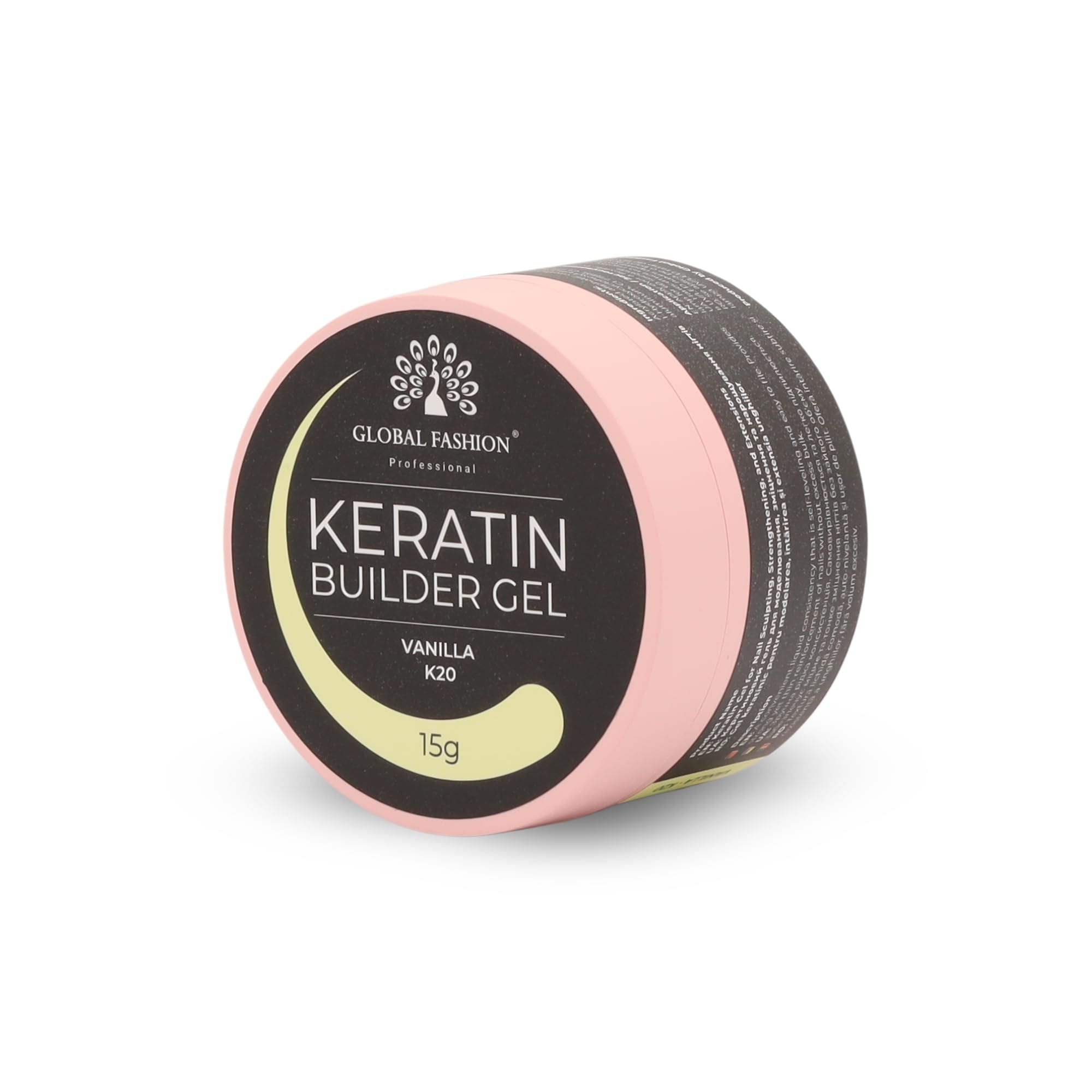 Keratin Builder Gel 15g Self Leveling Hard Gel Durable and Strong for Nail Overlays Extensions and Repairs UV LED Cure Odor Salon Finish Reinforcing Formula, Long Lasting Wear (K20) — Color K20 - Vanilla